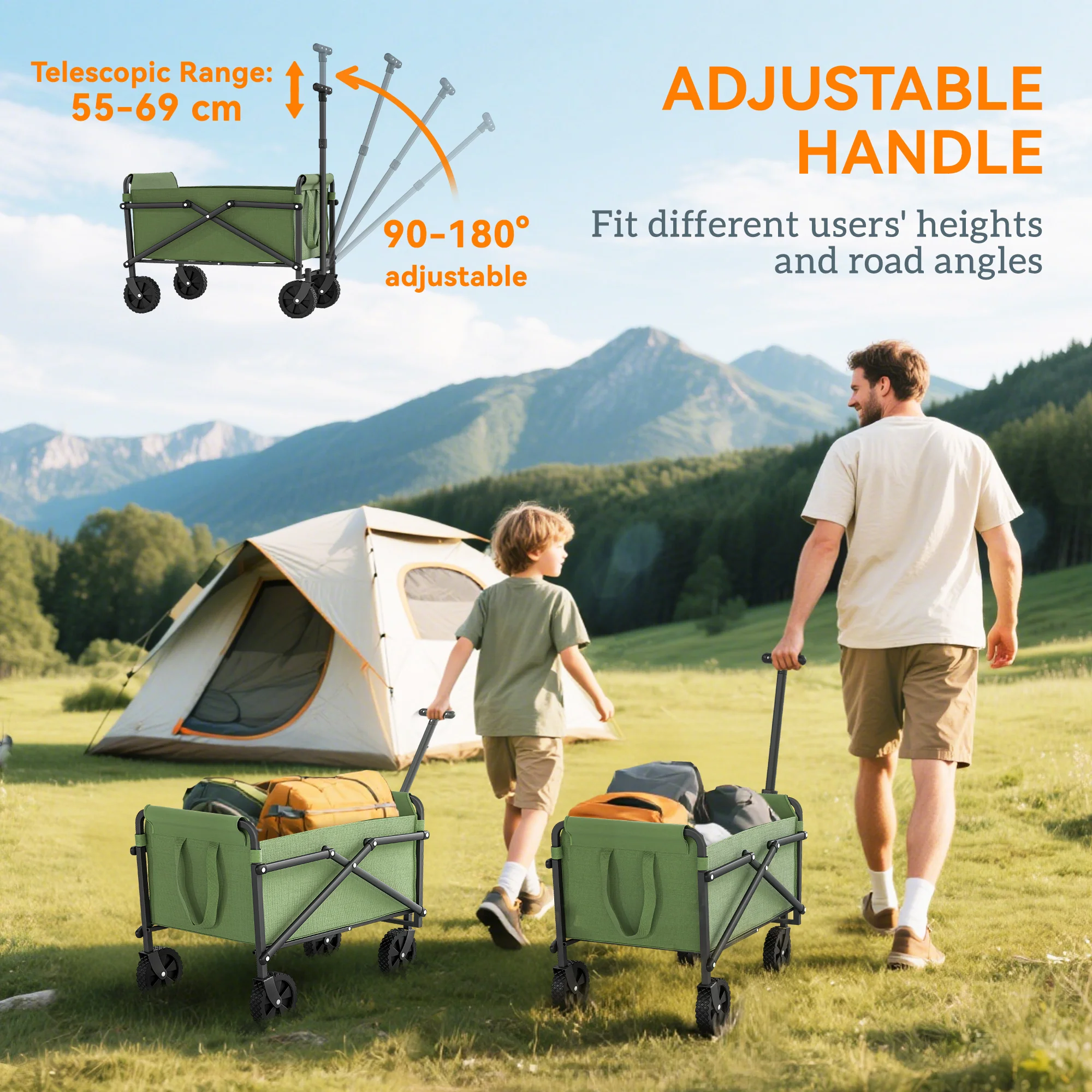 Outsunny 41L Festival Trolley, 60kg Heavy Duty Folding Trolley Cart - Image 26