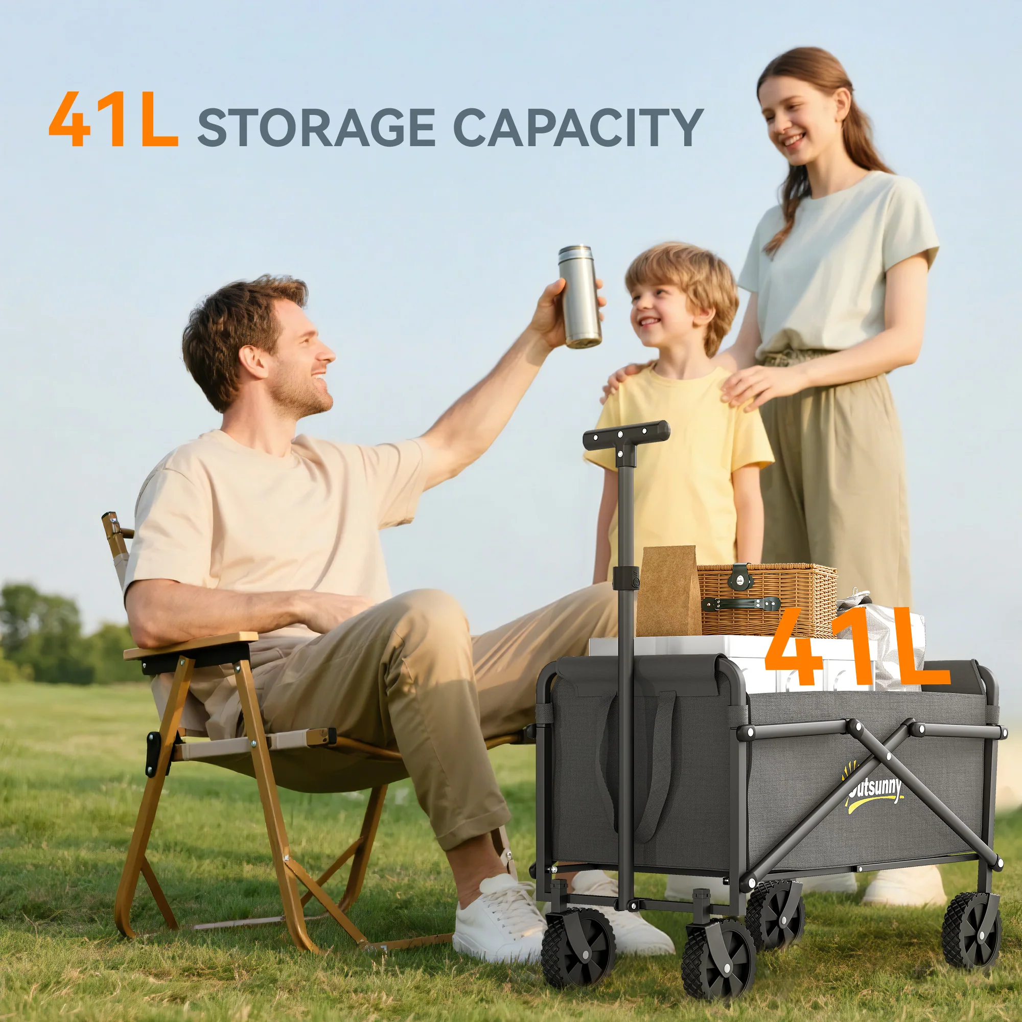 Outsunny 41L Festival Trolley, 60kg Heavy Duty Folding Trolley Cart - Image 30