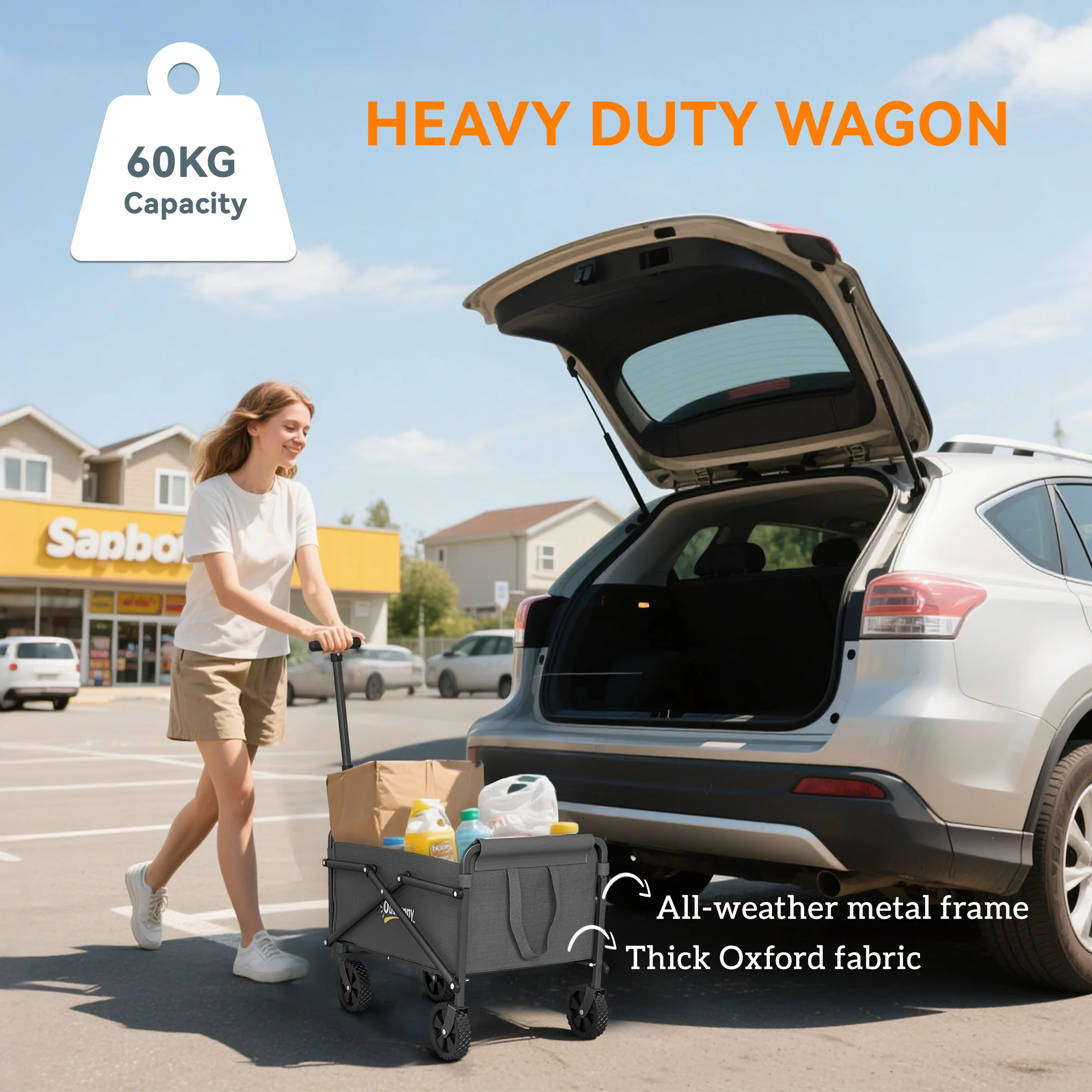 Outsunny 41L Festival Trolley, 60kg Heavy Duty Folding Trolley Cart - Image 31