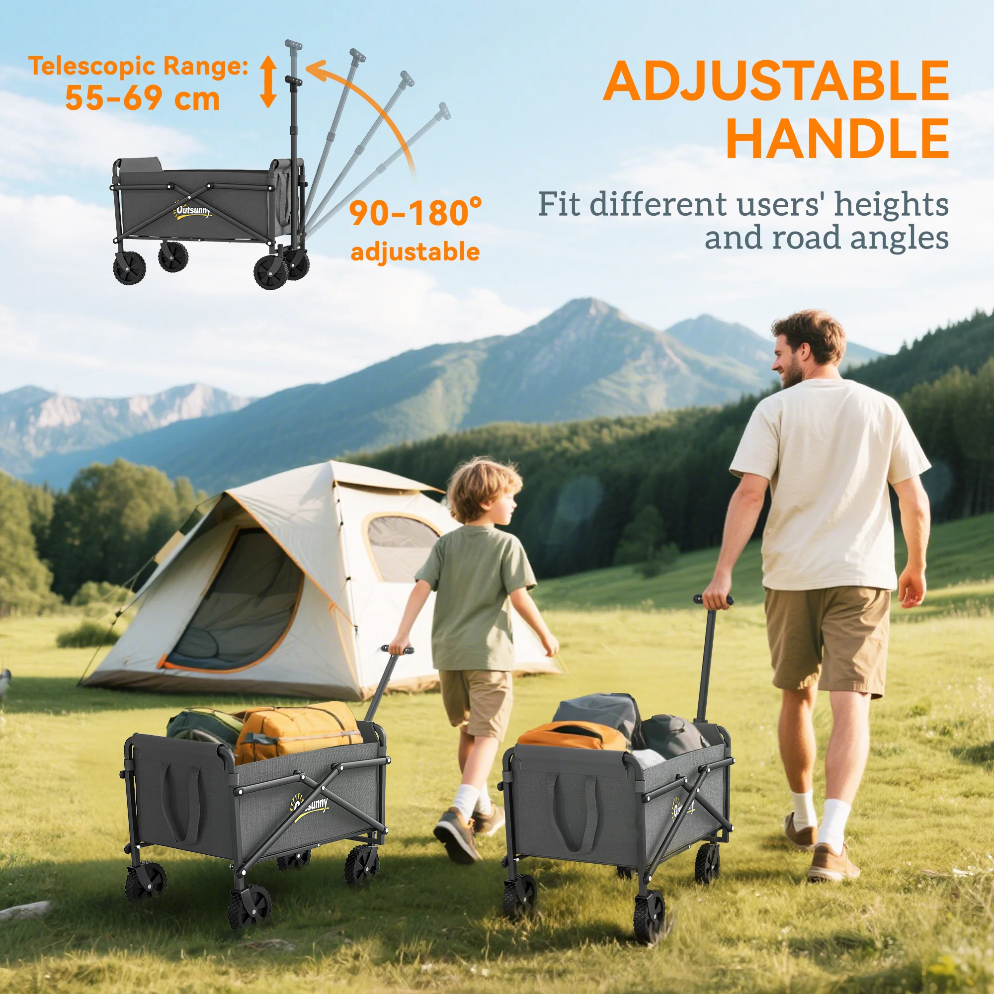 Outsunny 41L Festival Trolley, 60kg Heavy Duty Folding Trolley Cart - Image 35