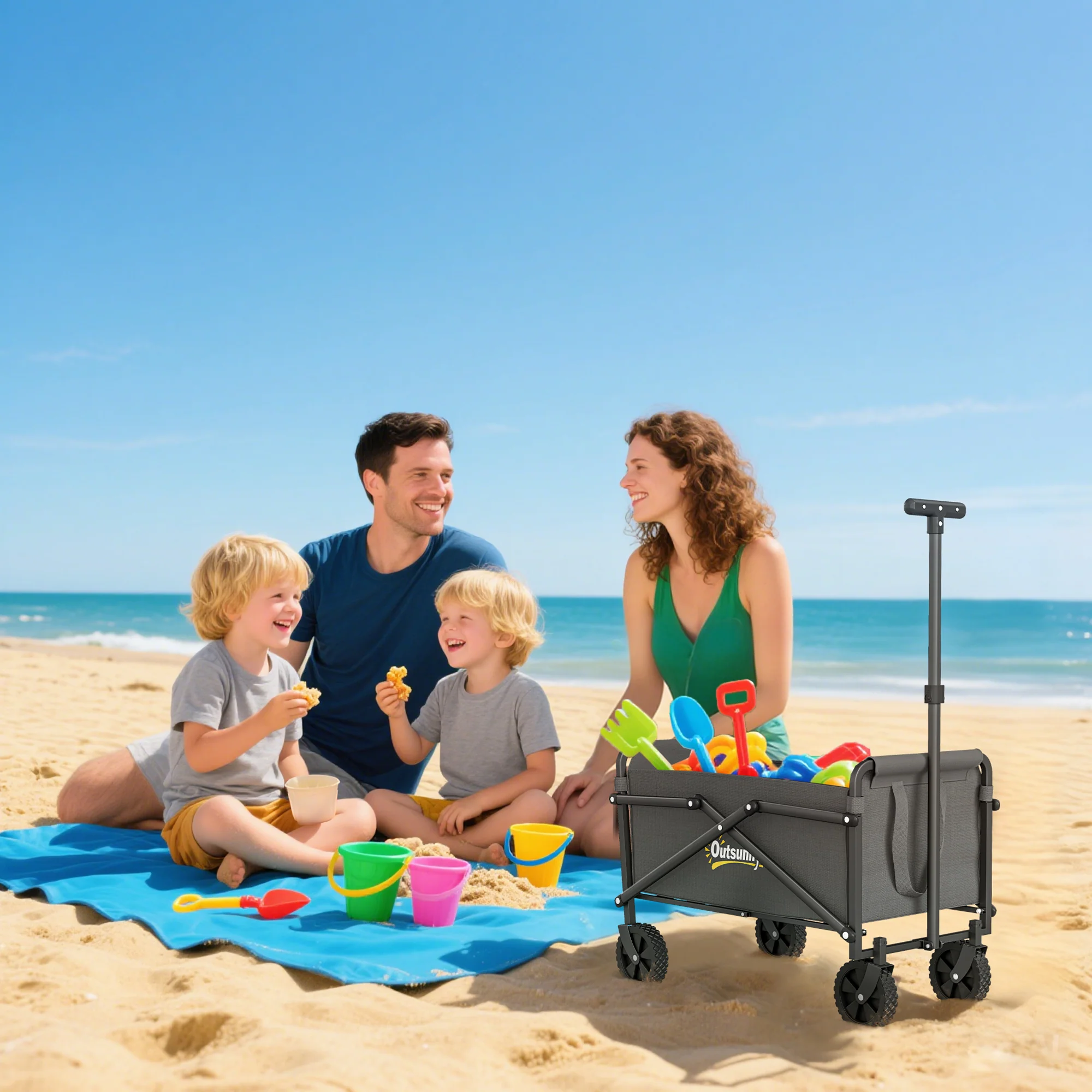 Outsunny 41L Festival Trolley, 60kg Heavy Duty Folding Trolley Cart - Image 36