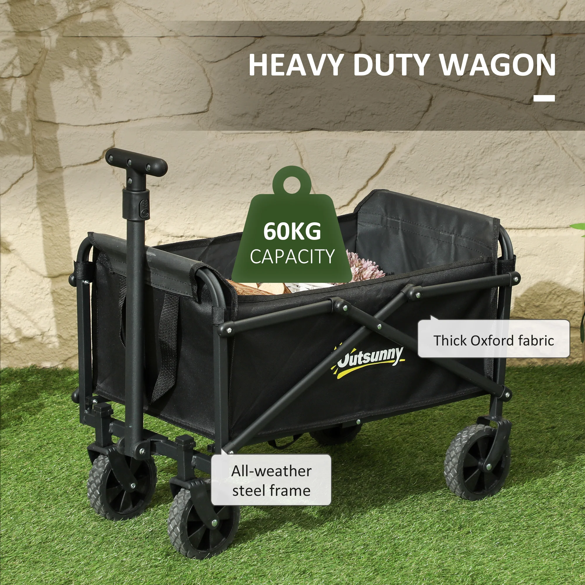Outsunny 41L Festival Trolley, 60kg Heavy Duty Folding Trolley Cart - Image 4