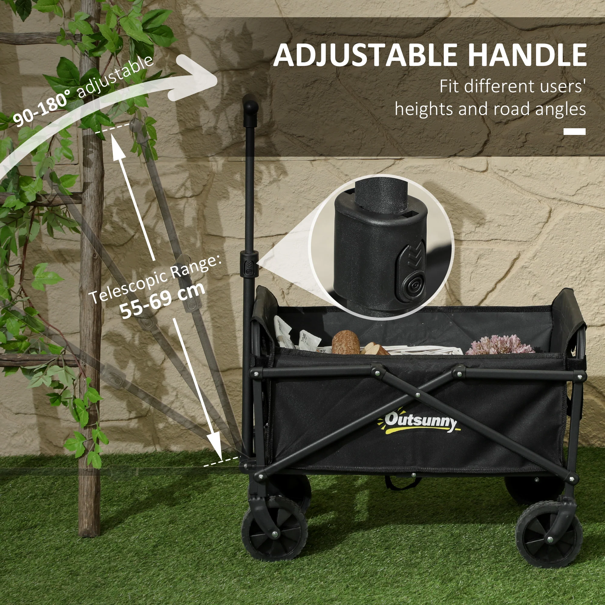 Outsunny 41L Festival Trolley, 60kg Heavy Duty Folding Trolley Cart - Image 8