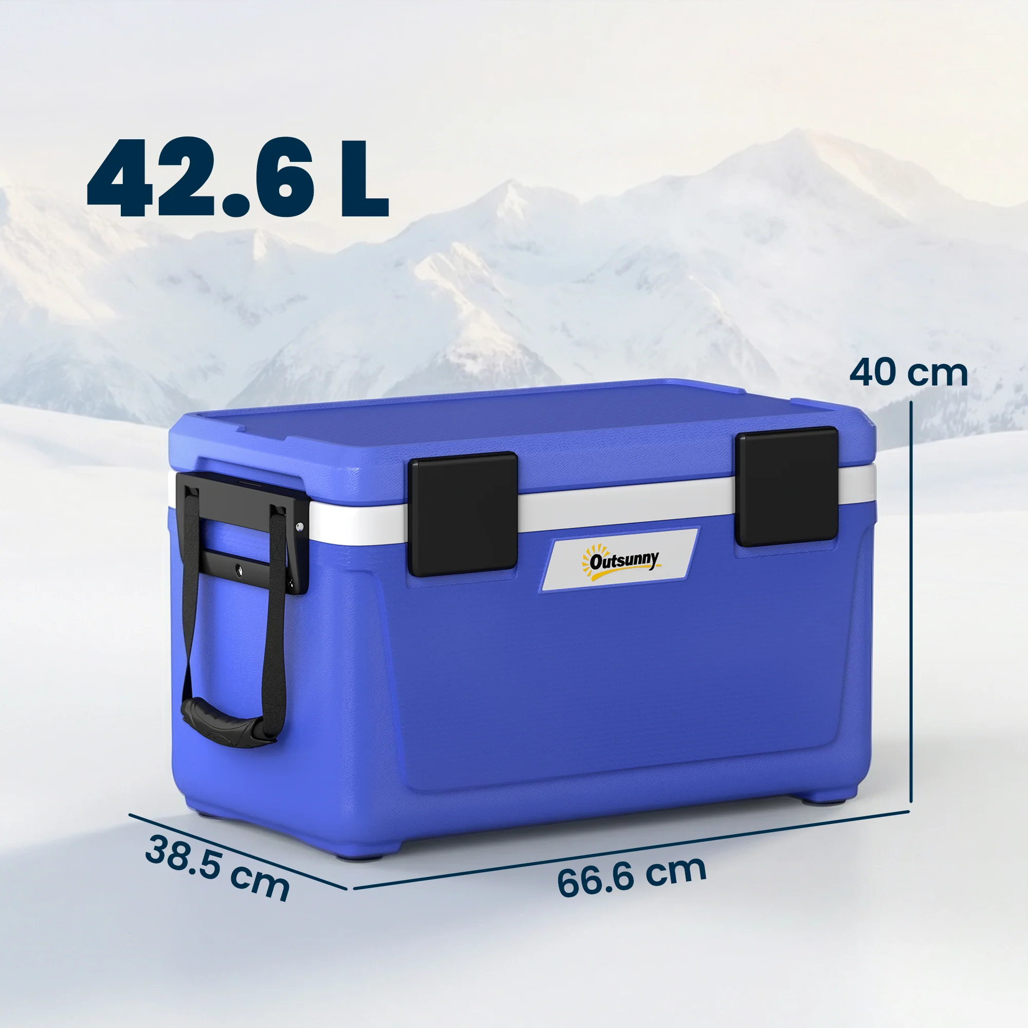 Outsunny 42.6L Insulated Cool Box, Portable Ice Cooler With Handle, Blue - Image 5