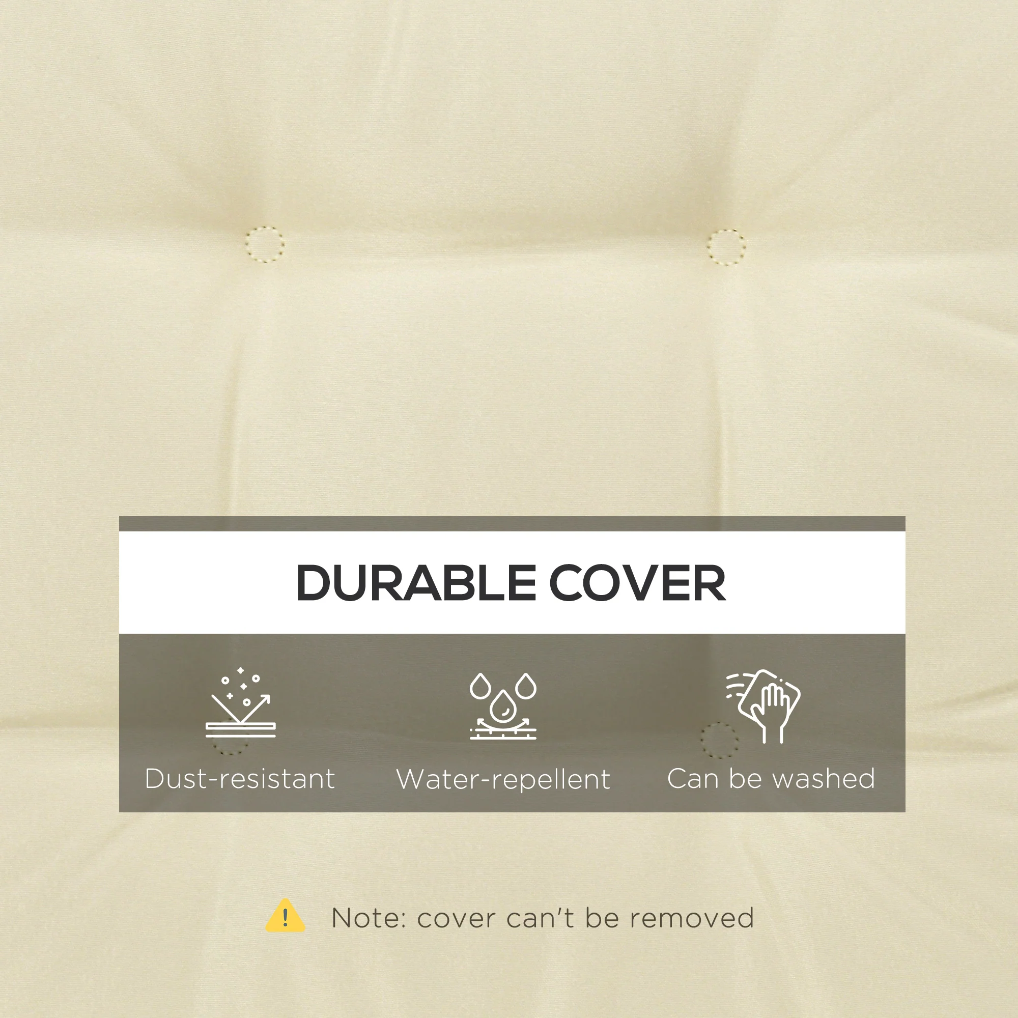 Outsunny 42 x 42cm Replacement Garden Seat Cushion Pad with Ties, Cream - Image 4