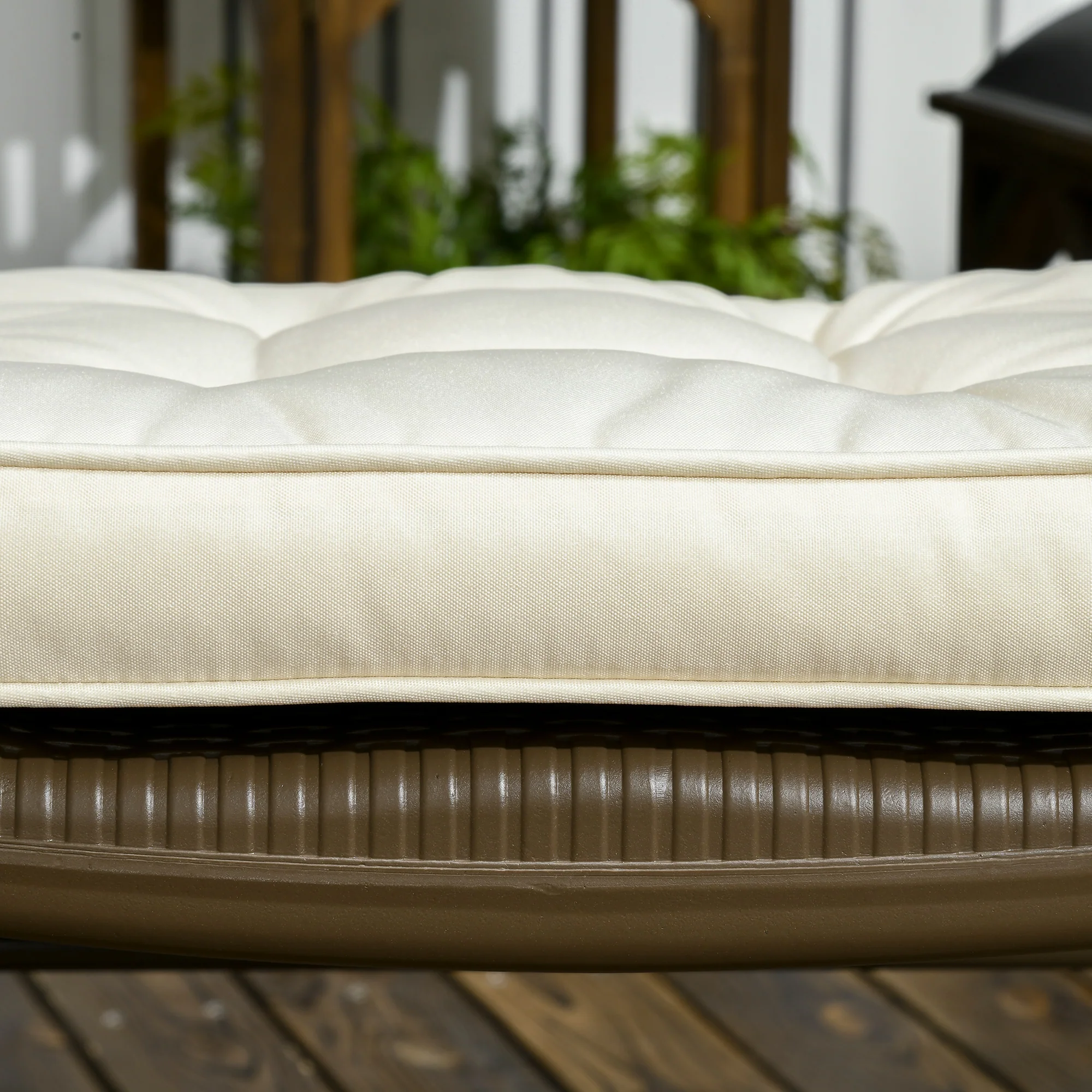 Outsunny 42 x 42cm Replacement Garden Seat Cushion Pad with Ties, Cream - Image 9