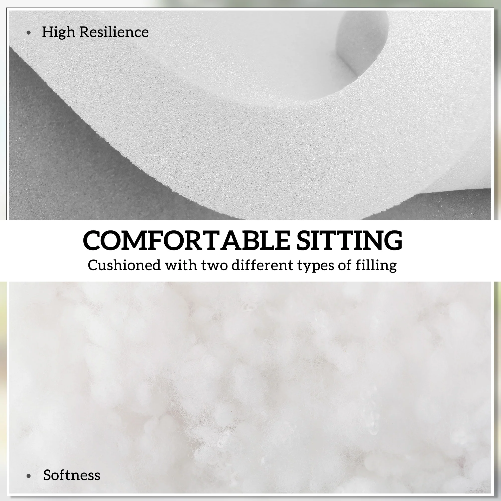 Outsunny 42 x 42cm Replacement Garden Seat Cushion Pad with Ties, Light Grey - Image 4