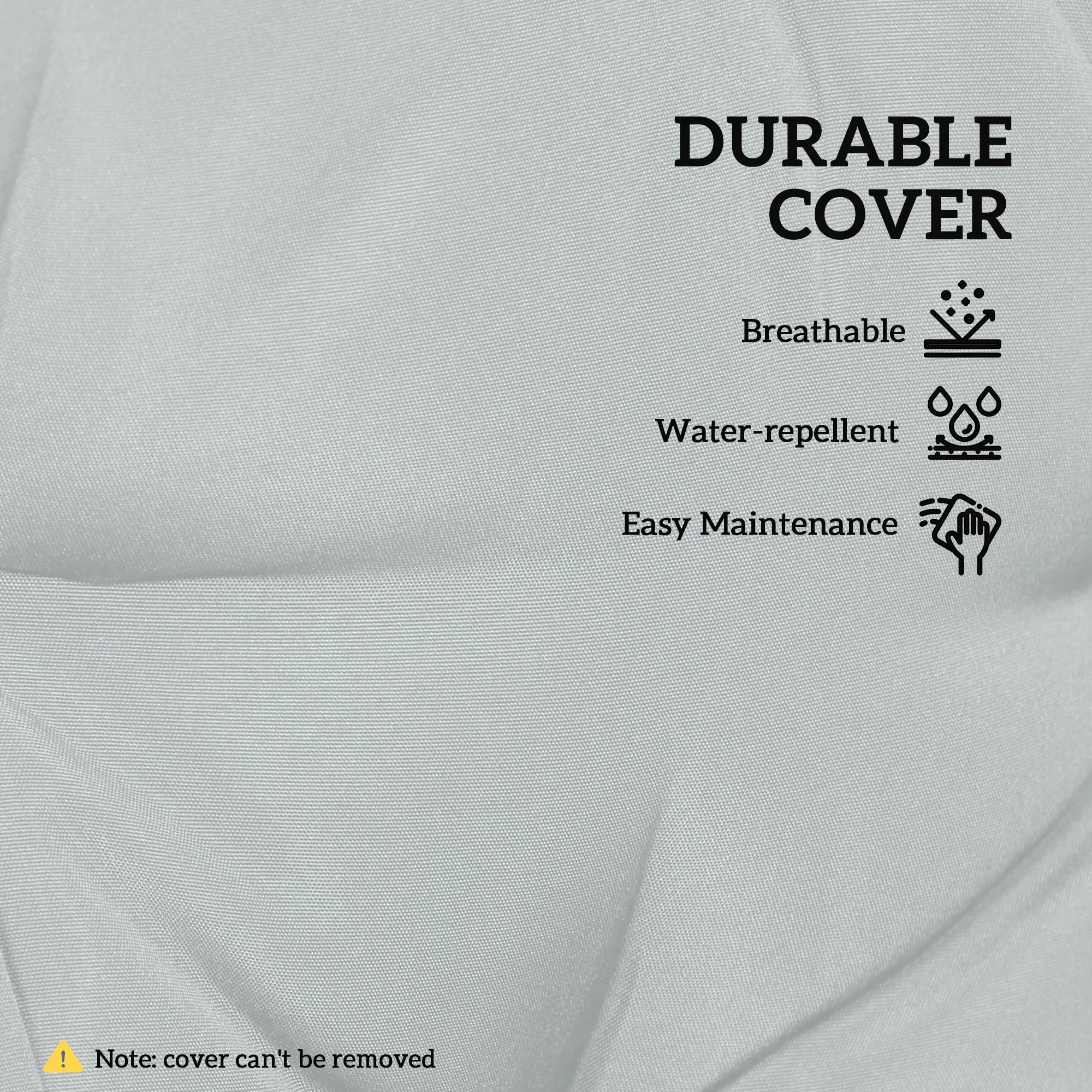 Outsunny 42 x 42cm Replacement Garden Seat Cushion Pad with Ties, Light Grey - Image 5