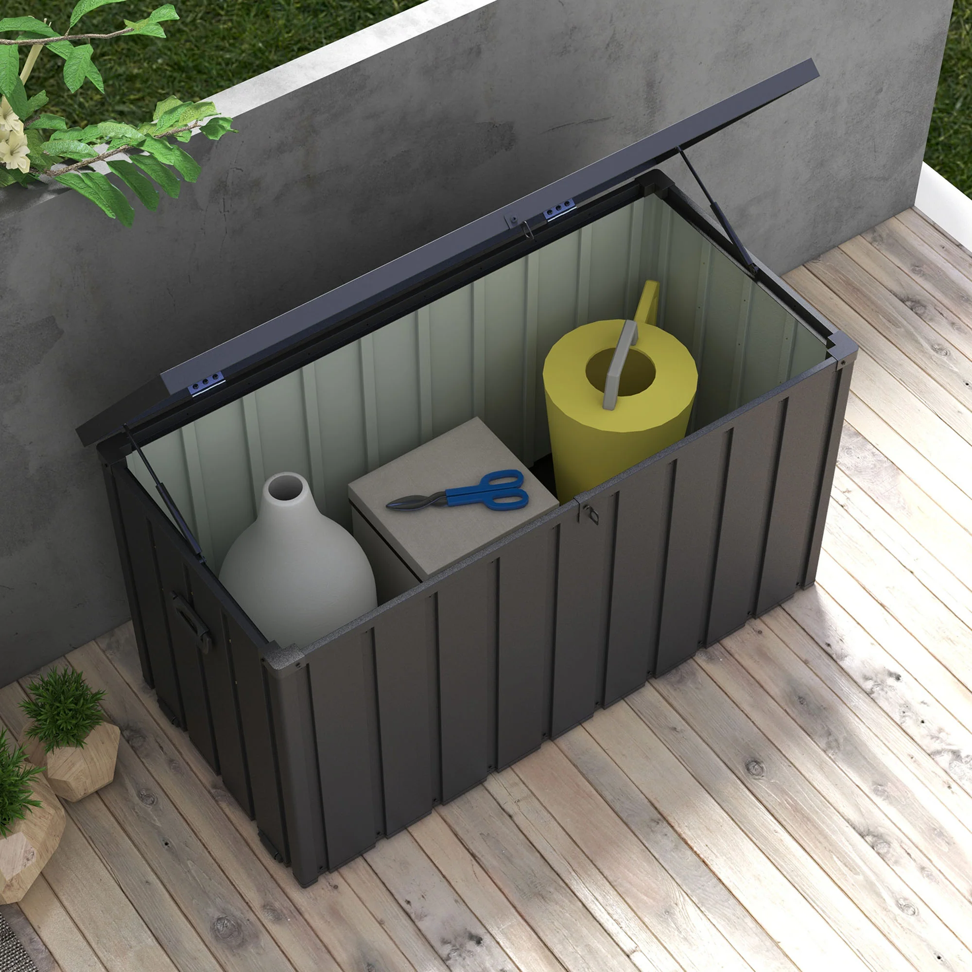 Outsunny 450L Outdoor Storage Box Waterproof with Wheels and Handles - Image 8
