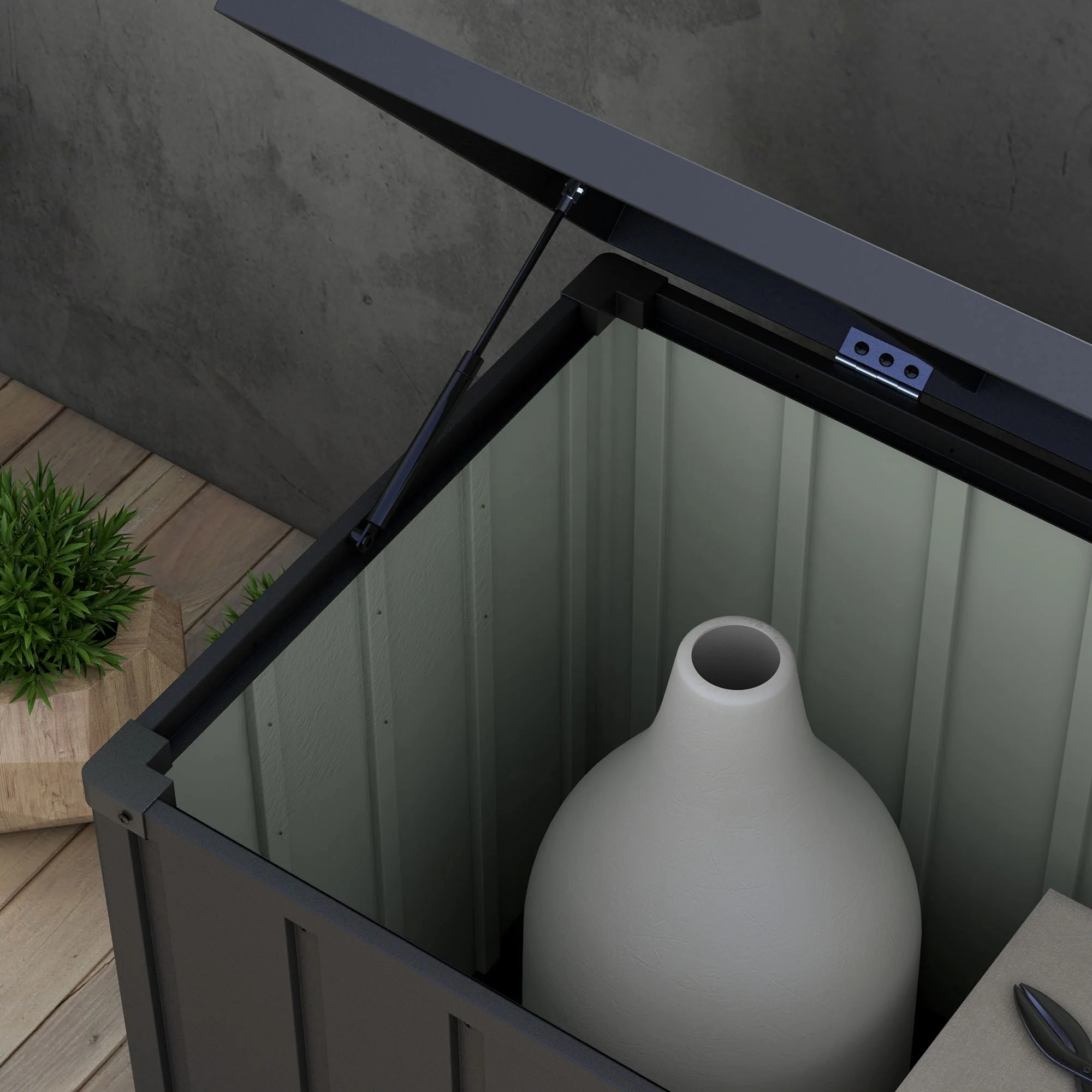 Outsunny 450L Outdoor Storage Box Waterproof with Wheels and Handles - Image 9
