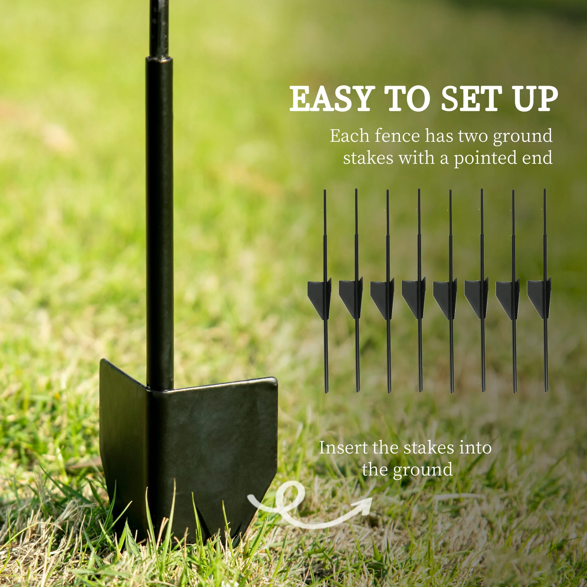 Outsunny 4PCs Decorative Garden Fencing 43in x 11.4ft Steel Border Edging Swirls - Image 3