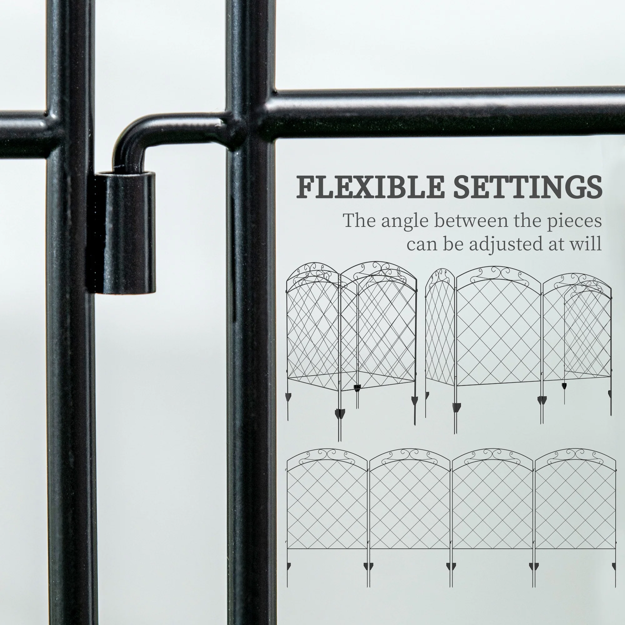 Outsunny 4PCs Decorative Garden Fencing 43in x 11.4ft Steel Border Edging Swirls - Image 4