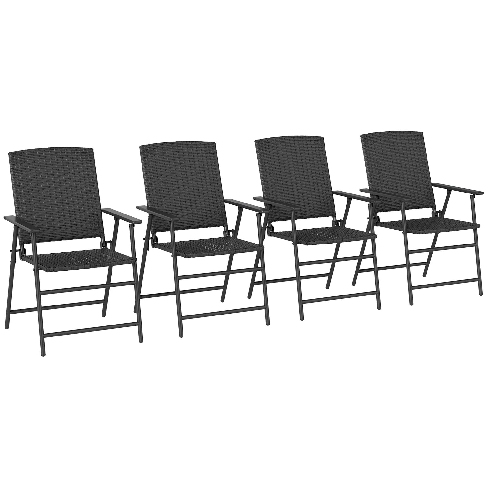 Outsunny 4pcs Rattan Chair Foldable Garden Furniture w/ Armrest - Image 10