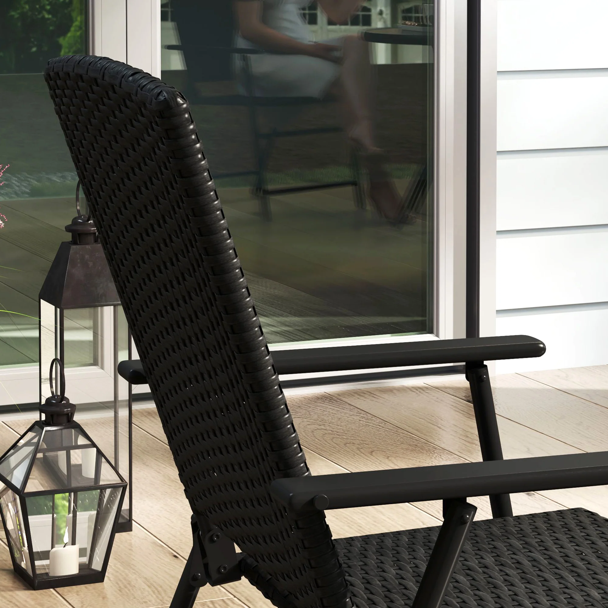 Outsunny 4pcs Rattan Chair Foldable Garden Furniture w/ Armrest - Image 18