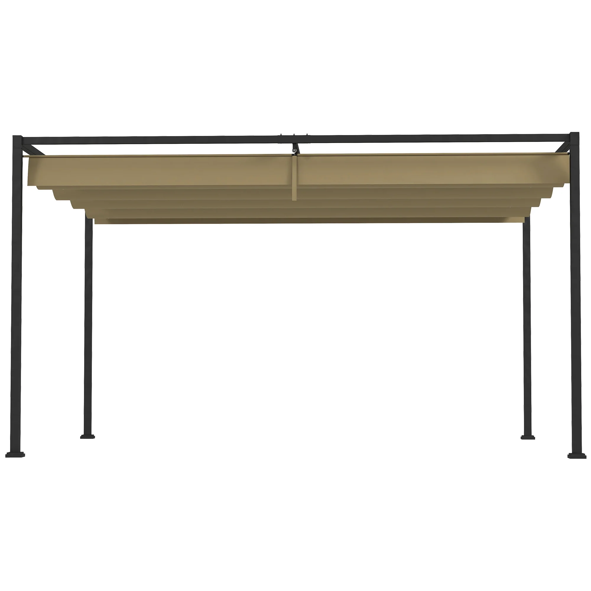 Outsunny 4x3(m) Metal Pergola Gazebo Patio Sunshelter Retractable Canopy Khaki - Image 8