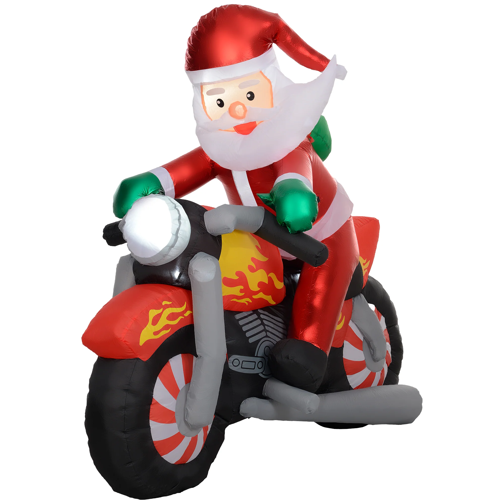 Outsunny 5.6FT Christmas Blow Up Santa Claus Riding Motorcycle W/ LED Lights
