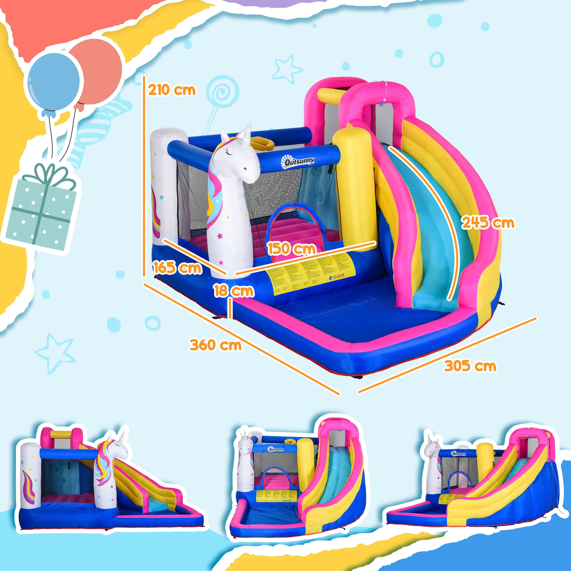 Outsunny 5 in 1 Bouncy Castle for Children with Blower, for Ages 3-8 Years - Image 5