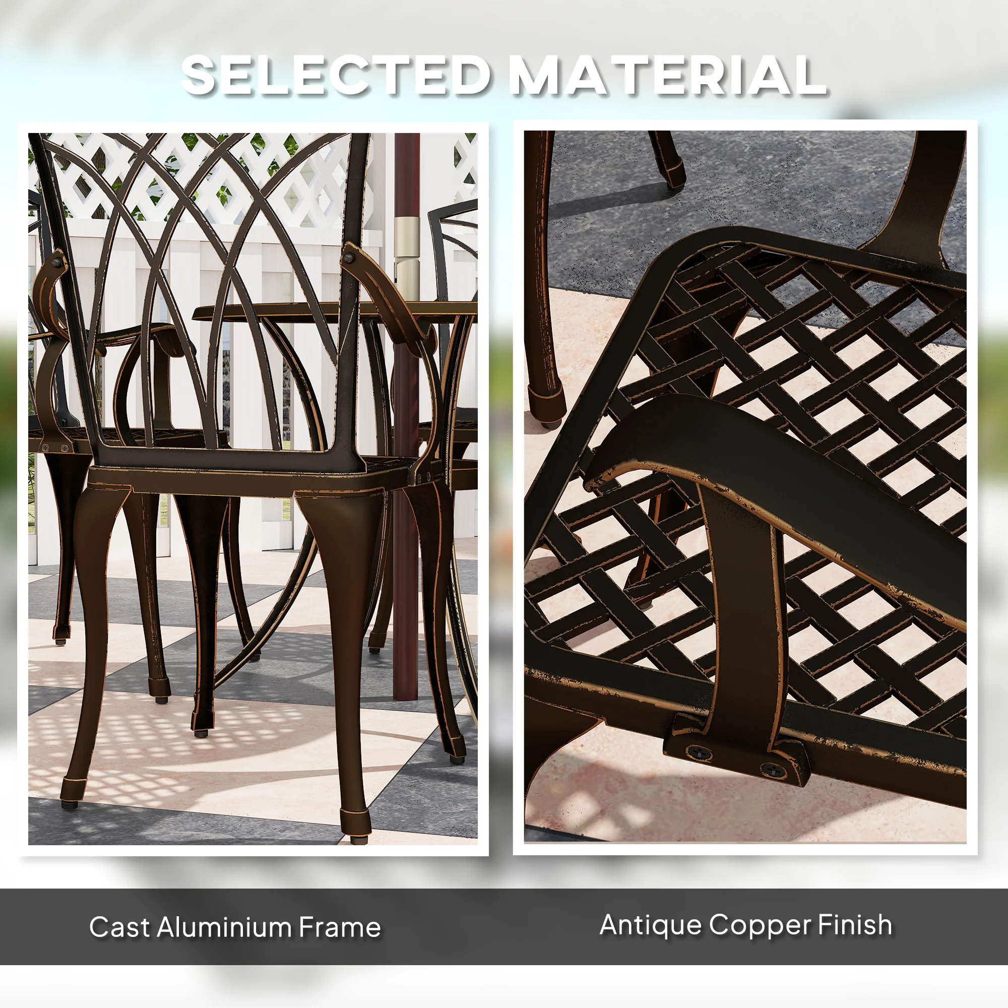 Outsunny 5 PCs Garden Dining Set, Garden Furniture Set, Bronze Tone - Image 7