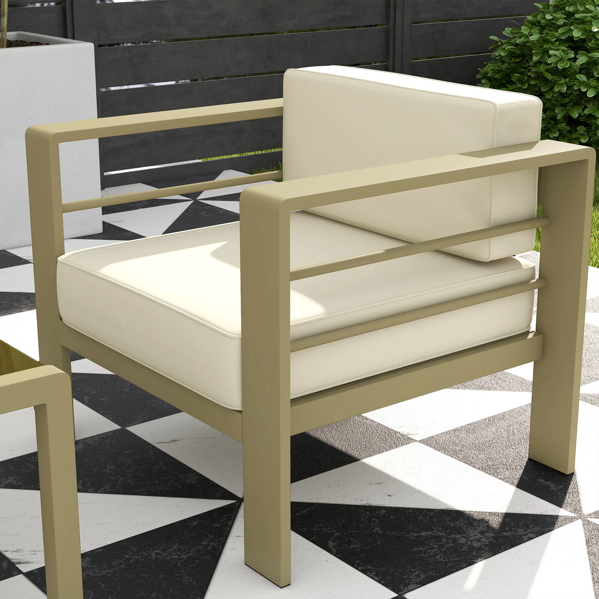 Outsunny 5 PCs Garden Sofa Set w/ Cushions, Aluminium Furniture Sets, Gold - Image 9
