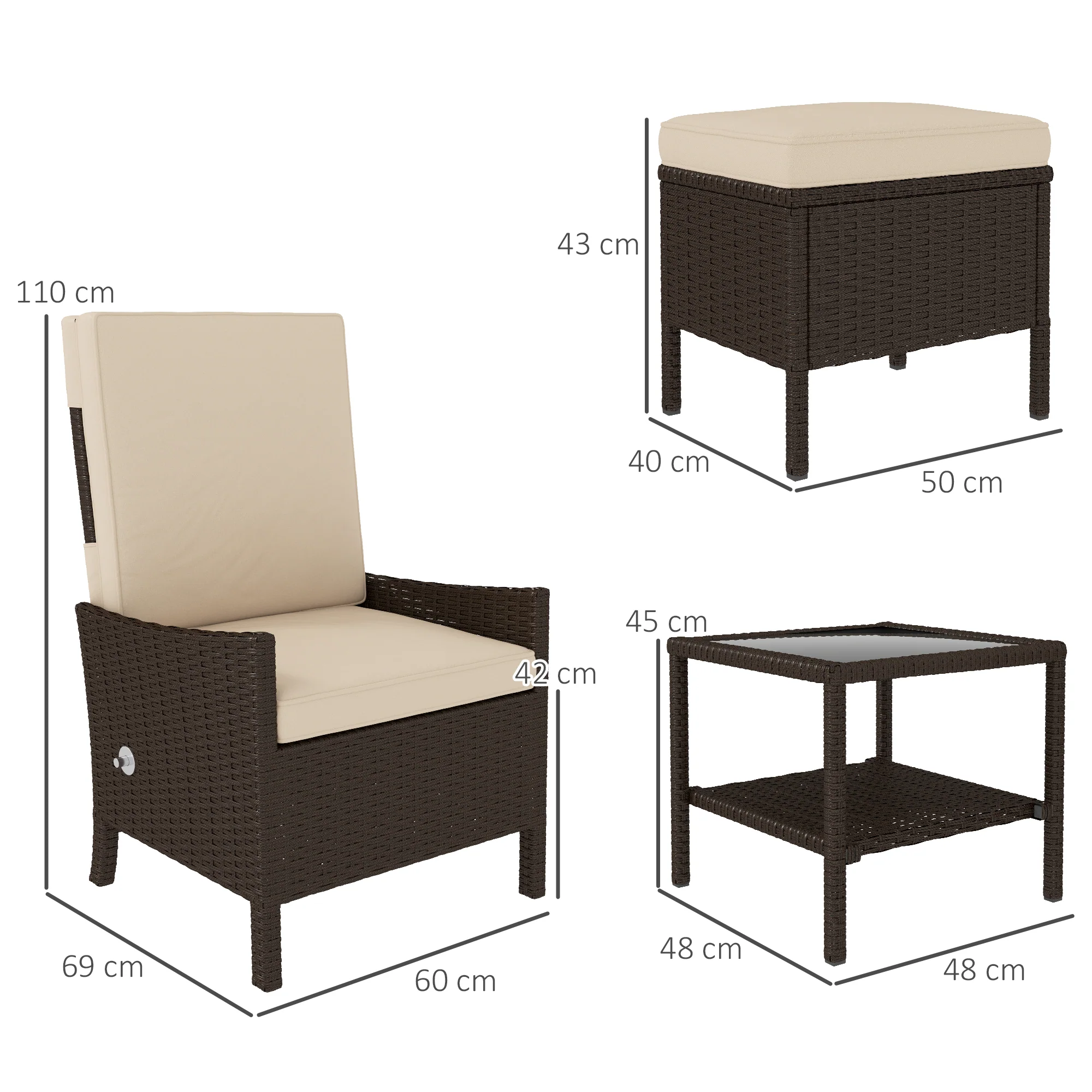 Outsunny 5 PCS Rattan Garden Furniture Set w/ Cushions - Image 14