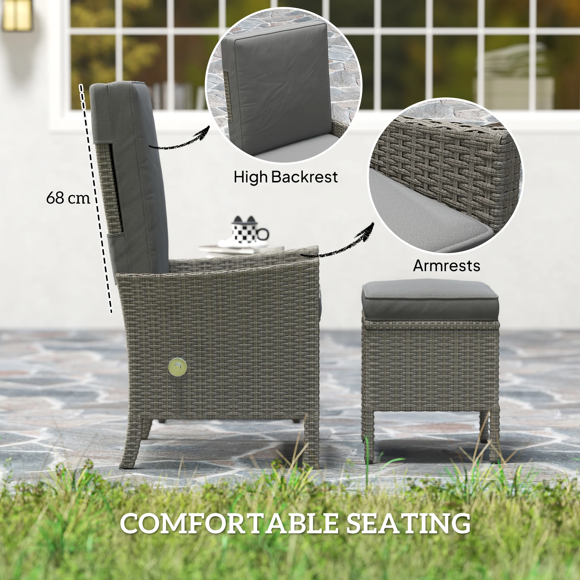 Outsunny 5 PCS Rattan Garden Furniture Set w/ Cushions - Image 4
