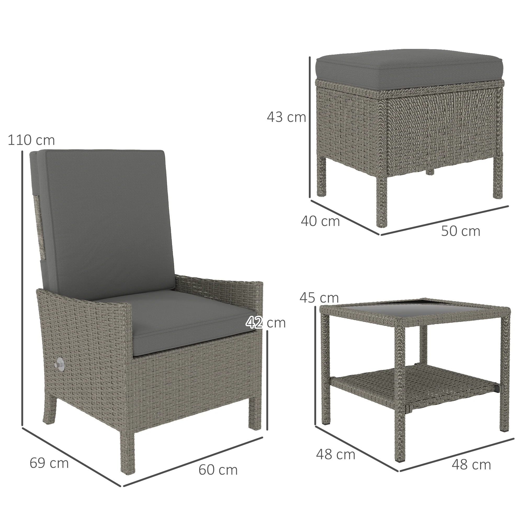 Outsunny 5 PCS Rattan Garden Furniture Set w/ Cushions - Image 5