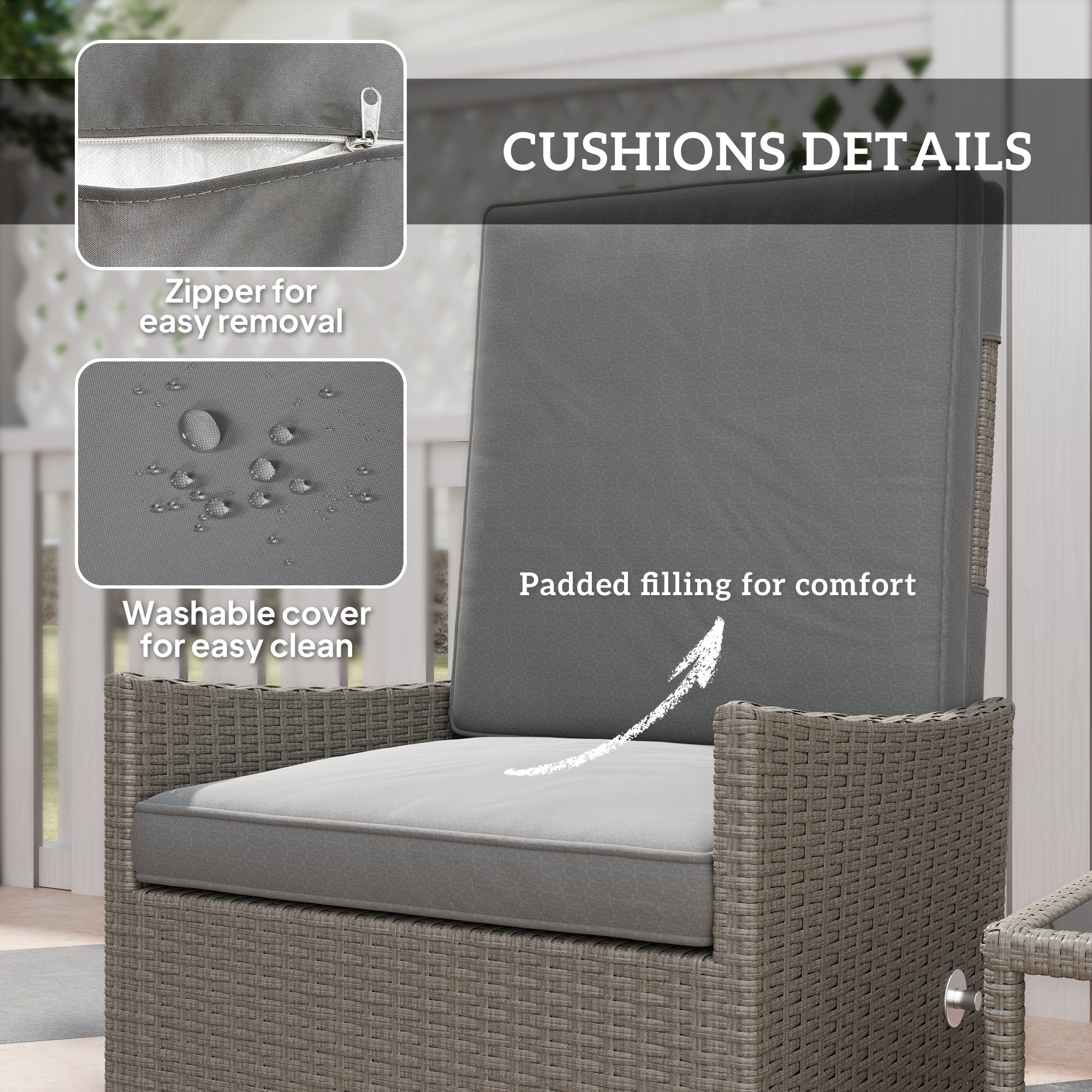 Outsunny 5 PCS Rattan Garden Furniture Set w/ Cushions - Image 6