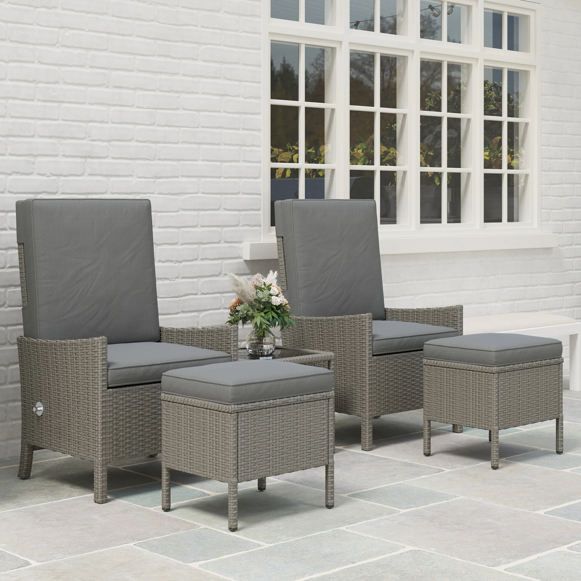 Outsunny 5 PCS Rattan Garden Furniture Set w/ Cushions - Image 9