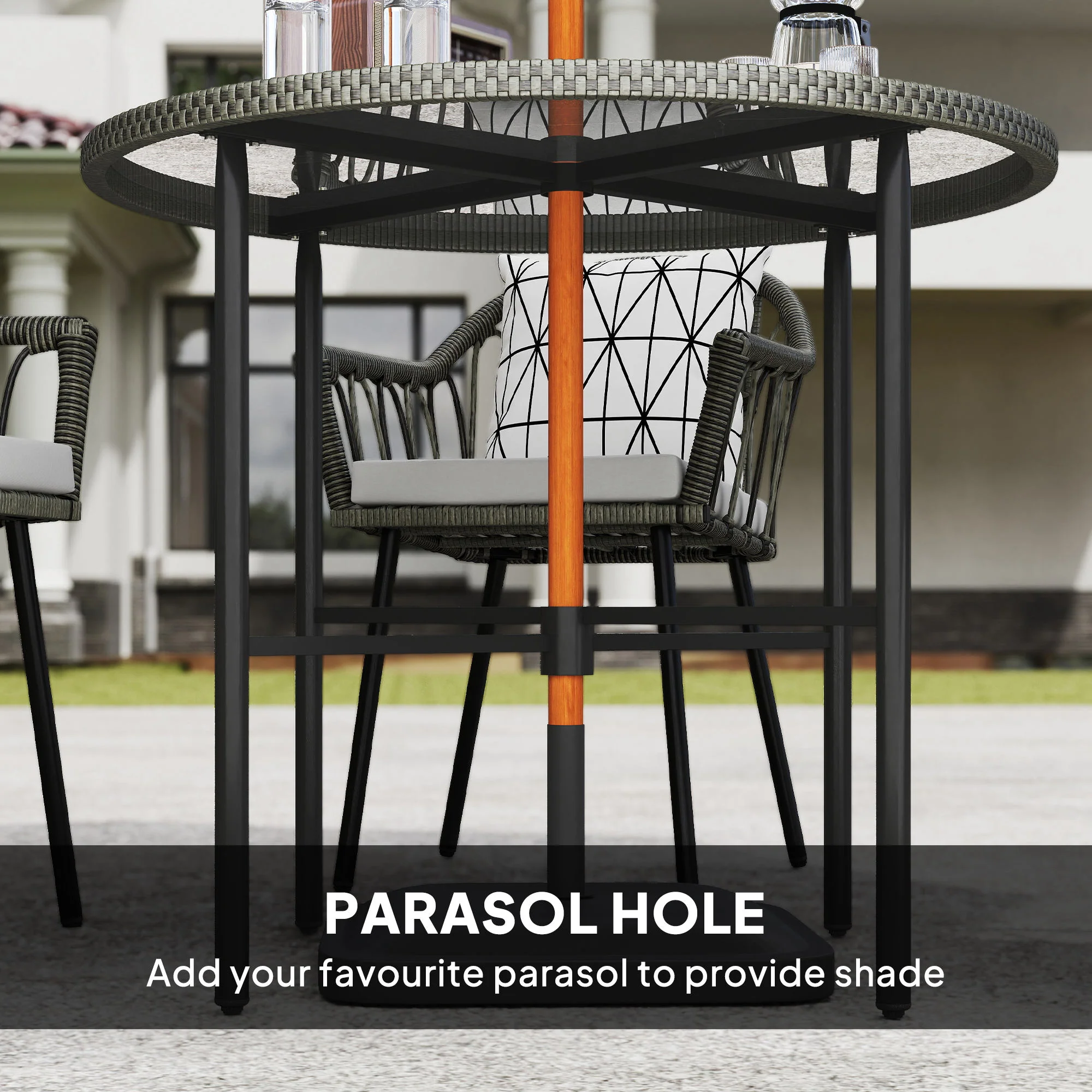 Outsunny 5 Piece Patio Rattan Dining Set W/ Removable Cushions - Image 16