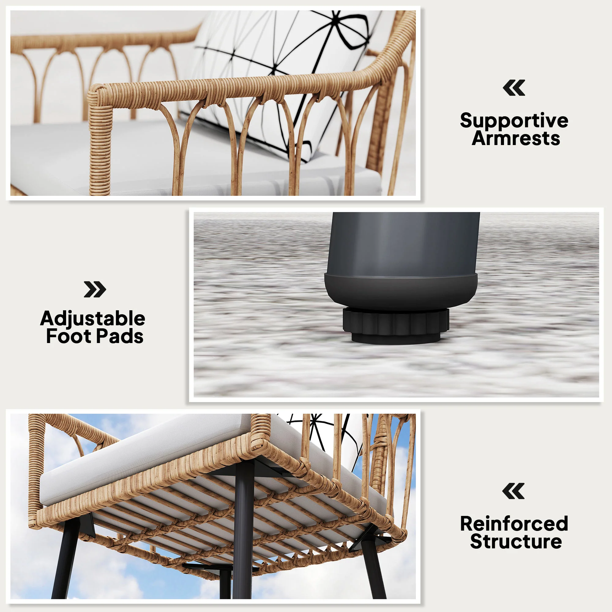 Outsunny 5 Piece Patio Rattan Dining Set W/ Removable Cushions - Image 8