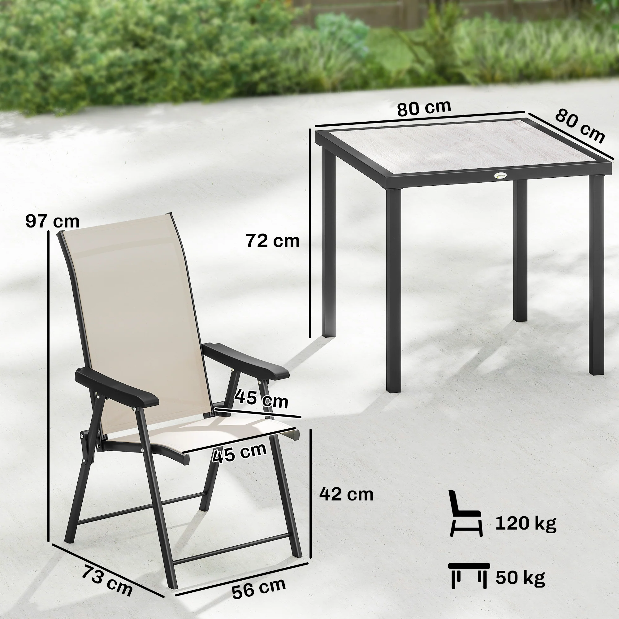 Outsunny 5 Pieces Outdoor Dining Set, Garden Dining Set for 4, Brown - Image 5