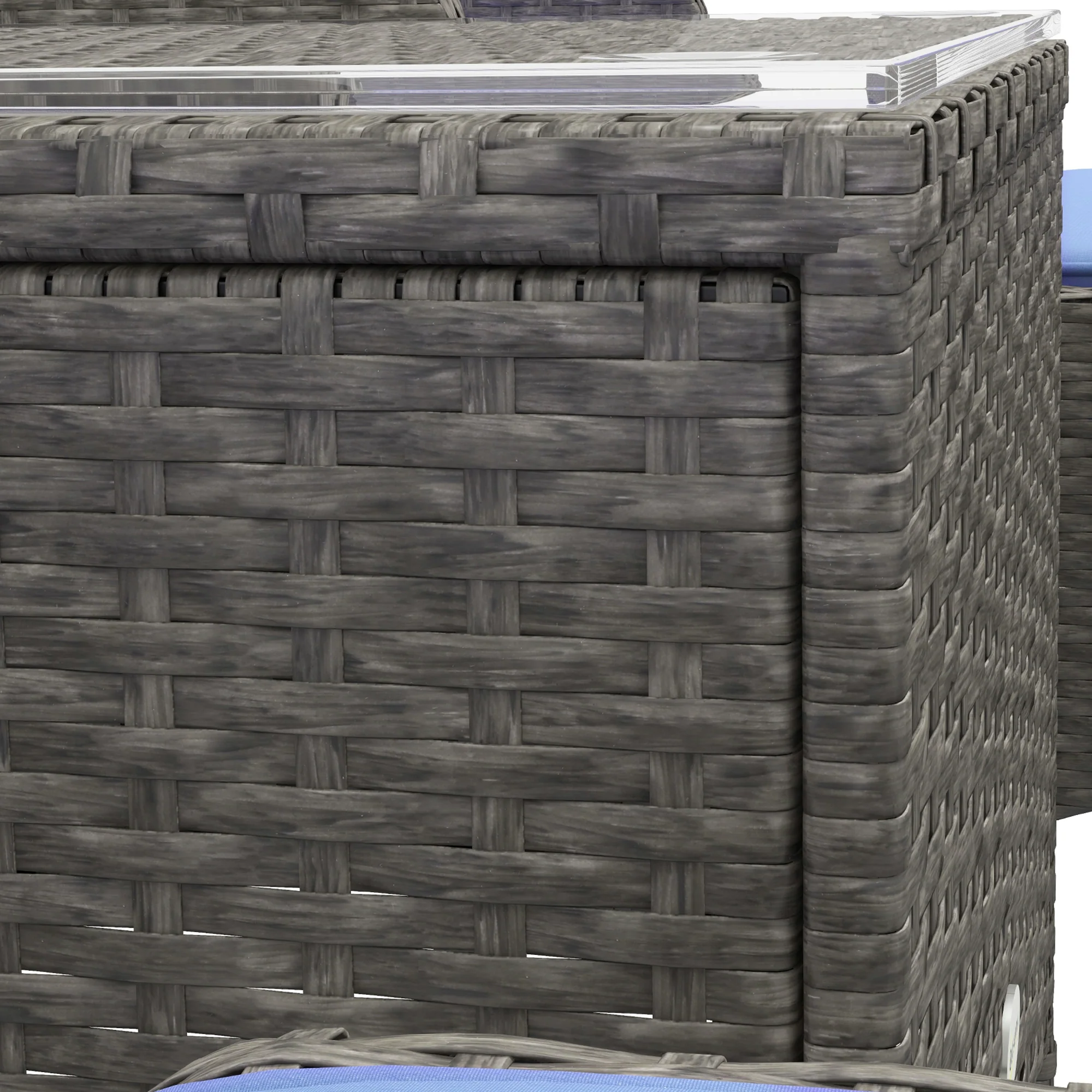 Outsunny 5 Pieces Outdoor Patio Furniture Set Wicker Conversation Set Blue - Image 9