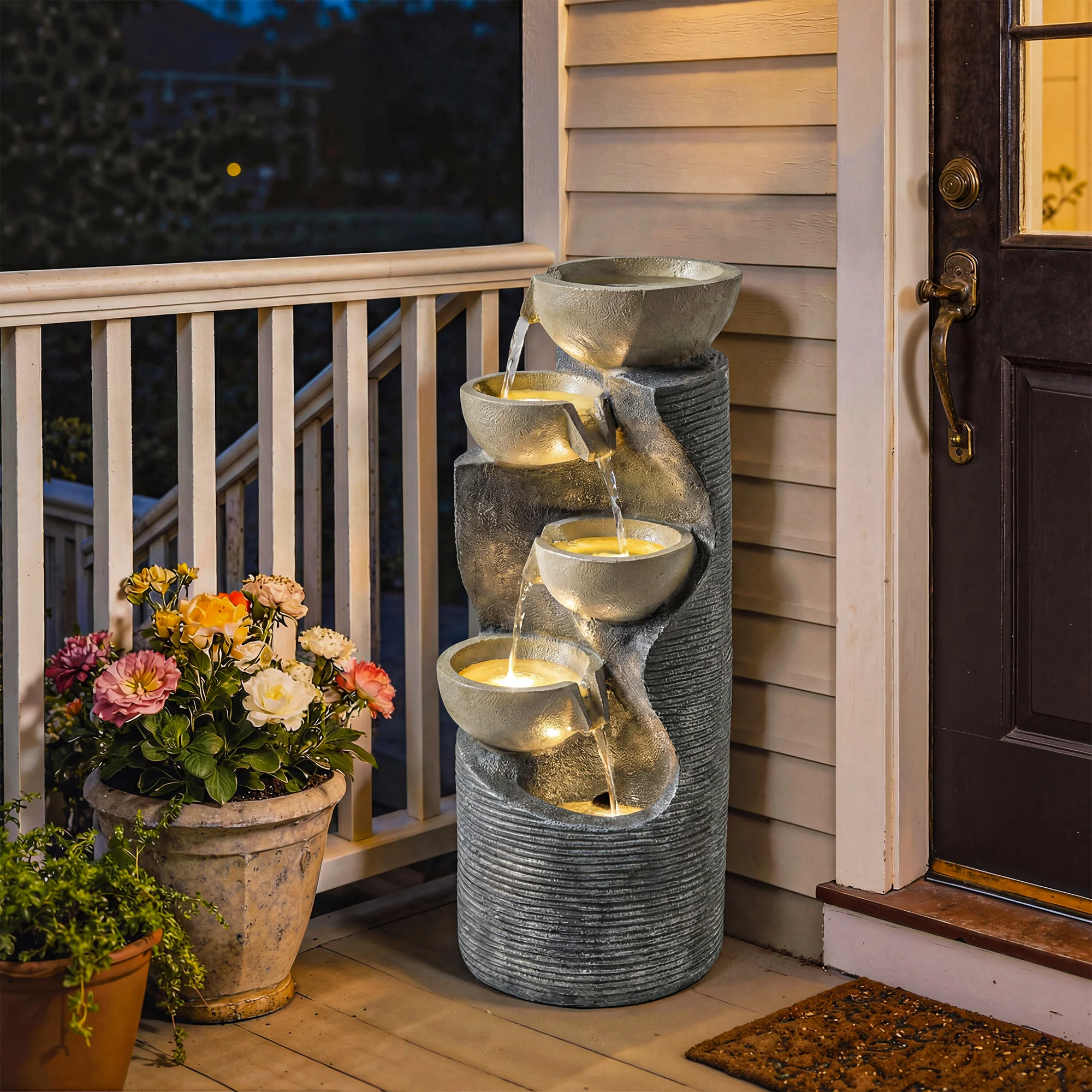 Outsunny 5 Tier Garden Water Feature, Outdoor Water Fountain With LED Lights - Image 9