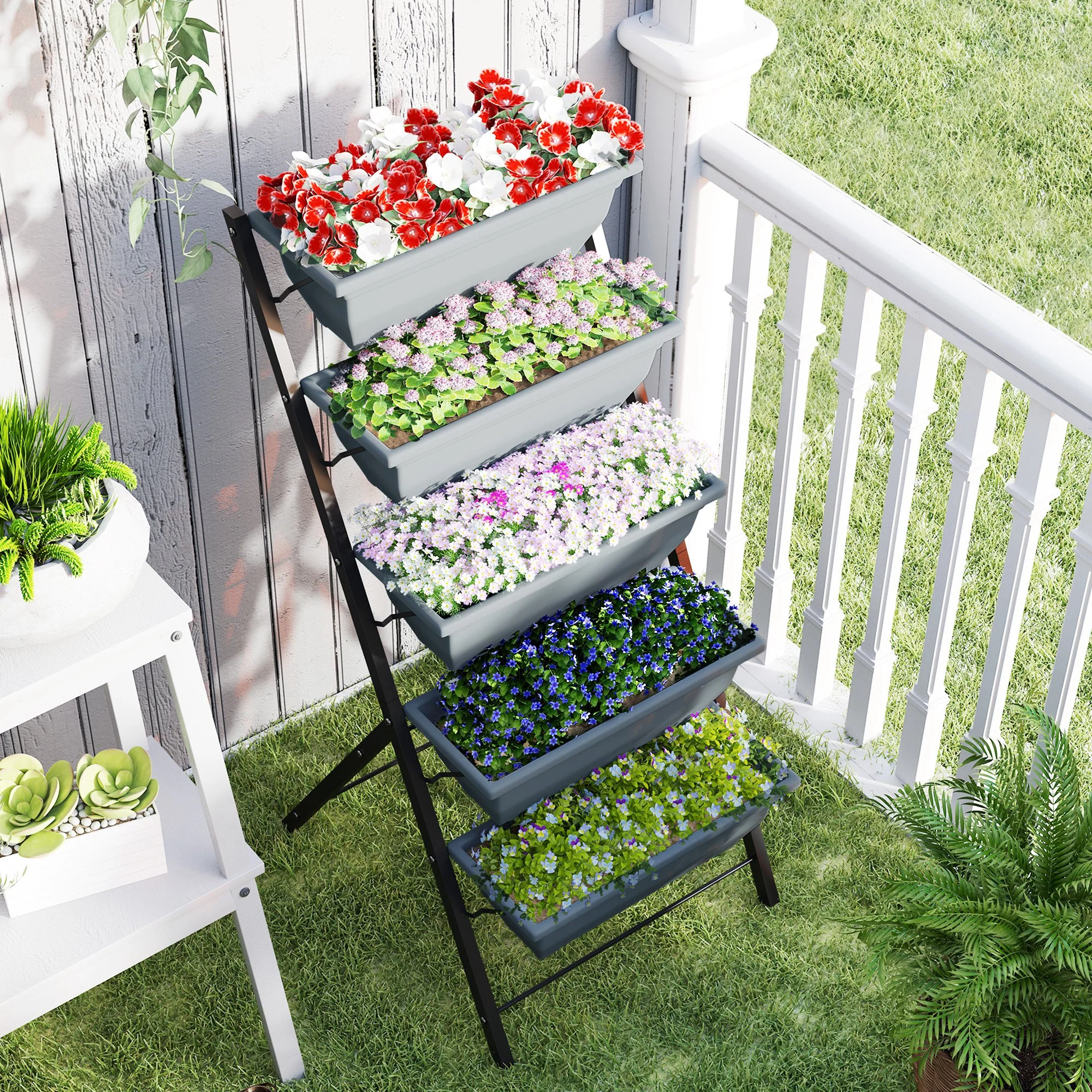 Outsunny 5-Tier Raised Garden Bed, Ladder Planter With 5 Removable Boxes - Image 7