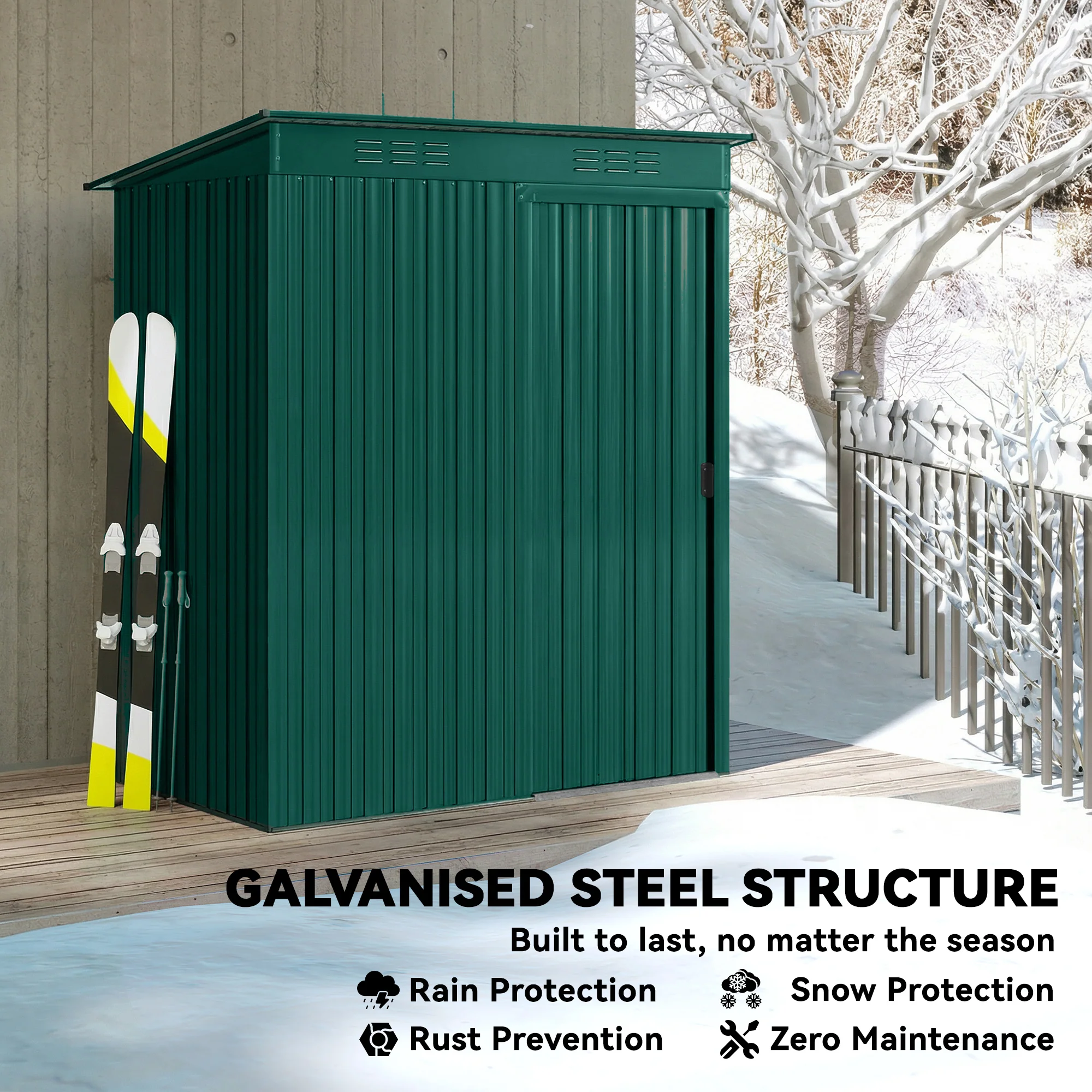 Outsunny 5 X 3.5ft Metal Garden Shed With Effortless Assembly, Green - Image 5