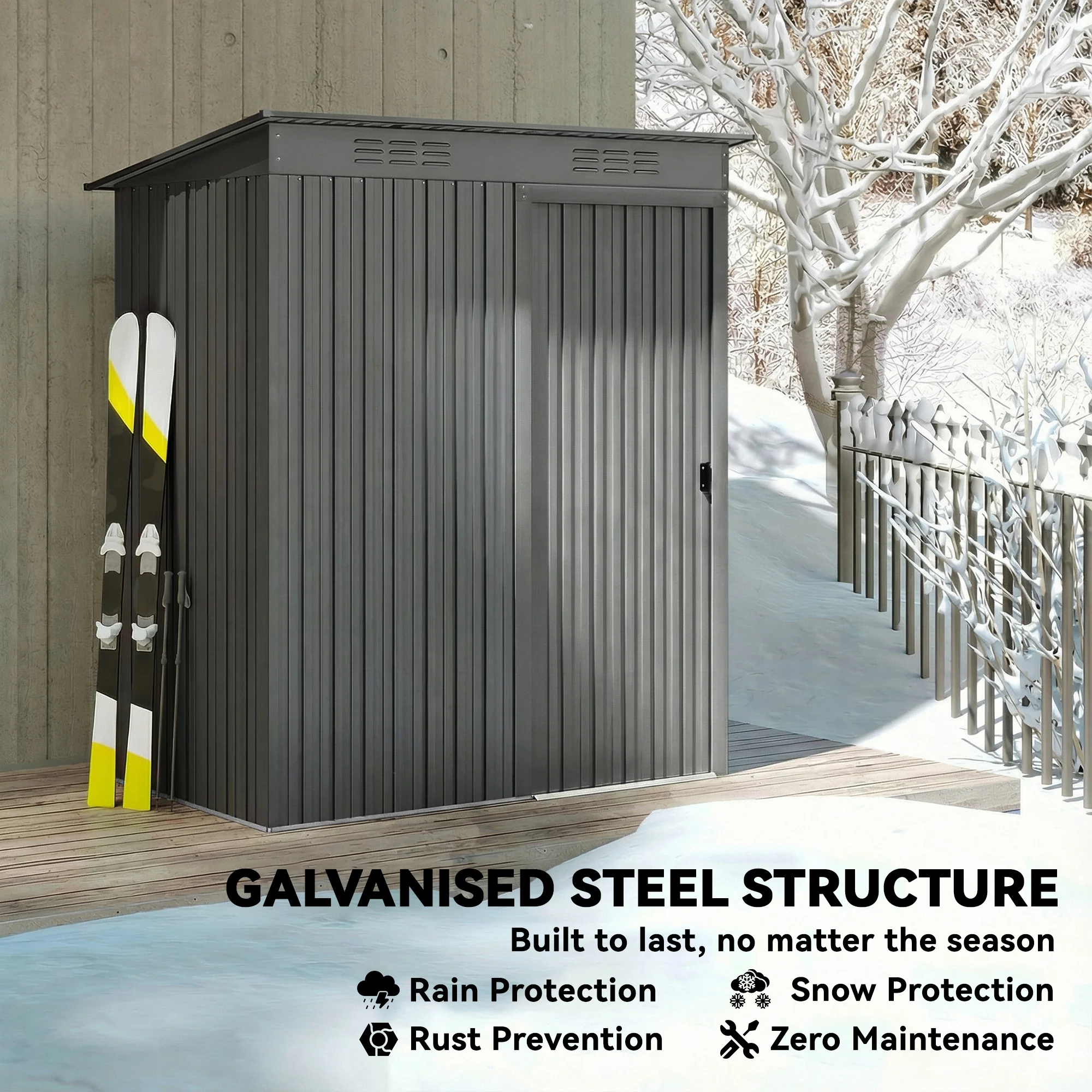 Outsunny 5 X 3.5ft Metal Garden Shed With Effortless Assembly, Light Grey - Image 5