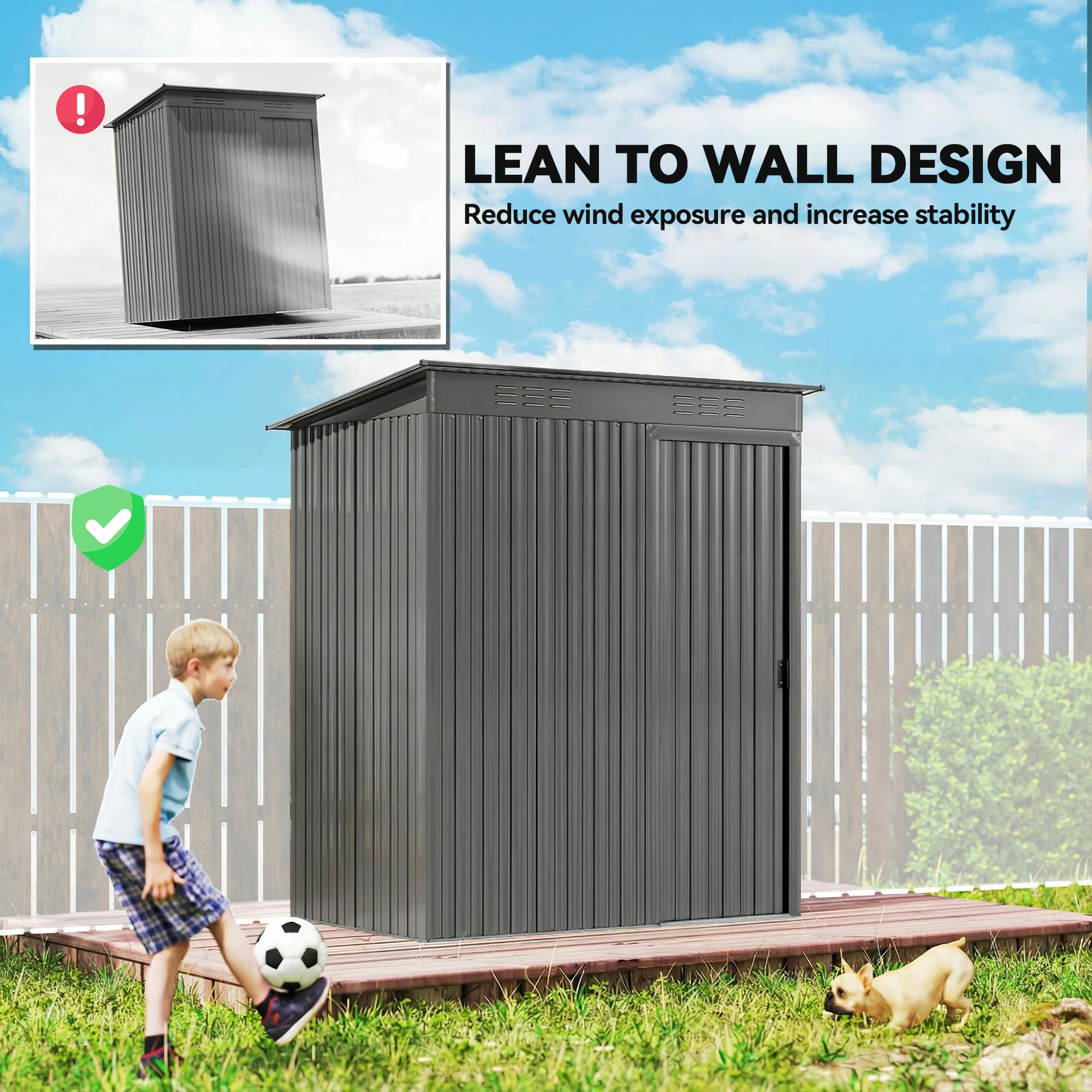 Outsunny 5 X 3.5ft Metal Garden Shed With Effortless Assembly, Light Grey - Image 6
