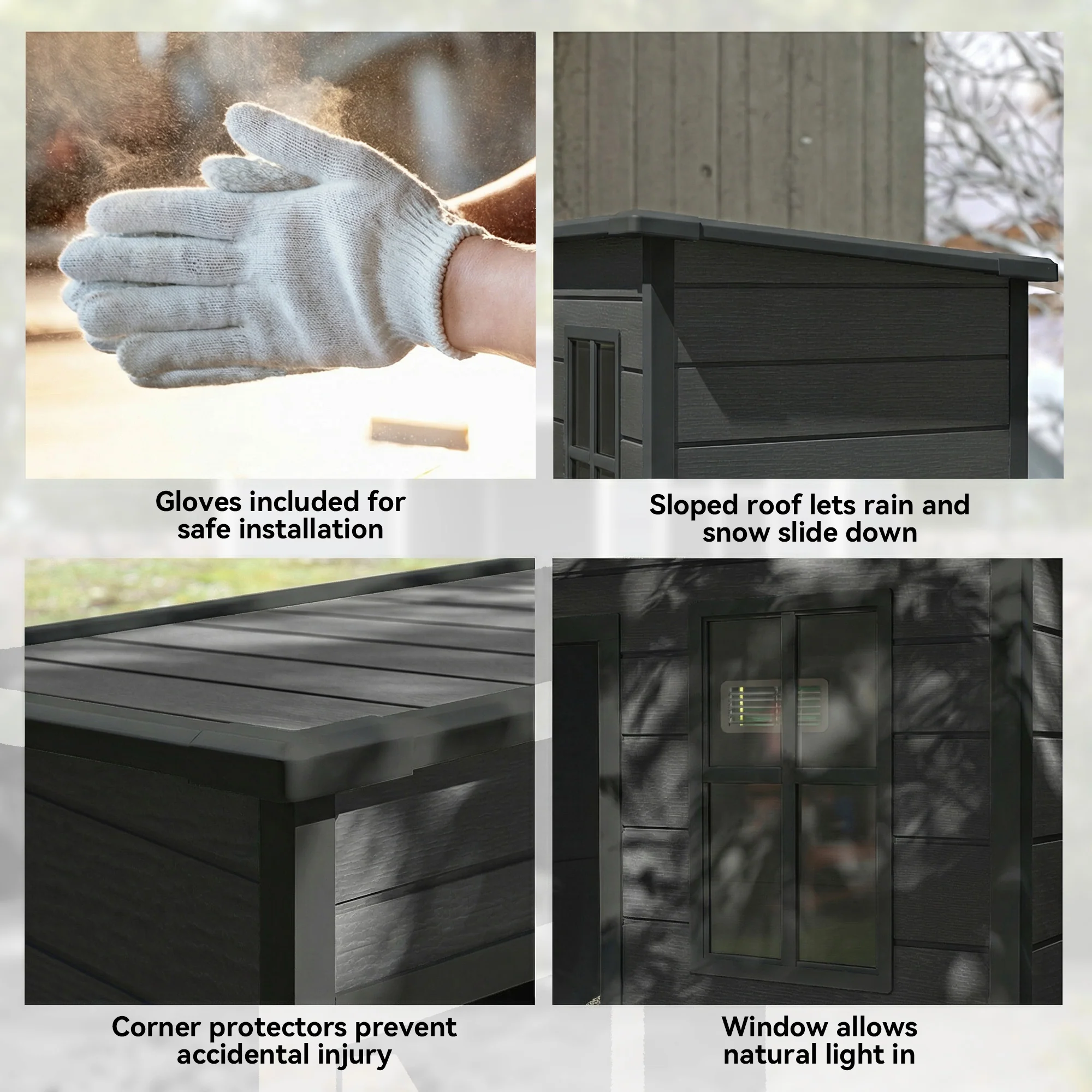 Outsunny 5' X 3' Garden Shed W/ Floor, Lockable Door, Window And Vent, Dark Grey - Image 7