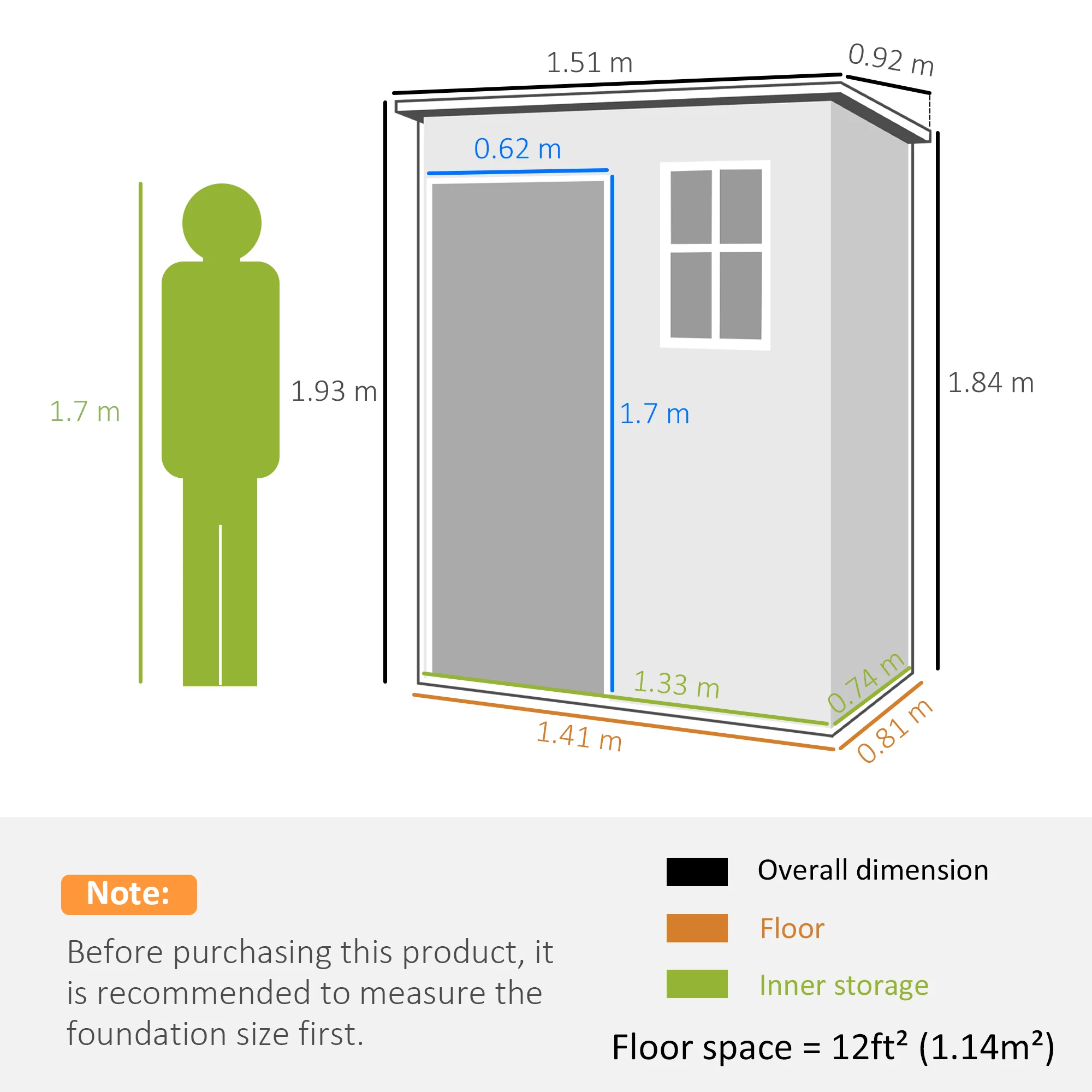 Outsunny 5' x 3' Garden Shed w/ Floor, Lockable Door, Window and Vent, Grey - Image 5