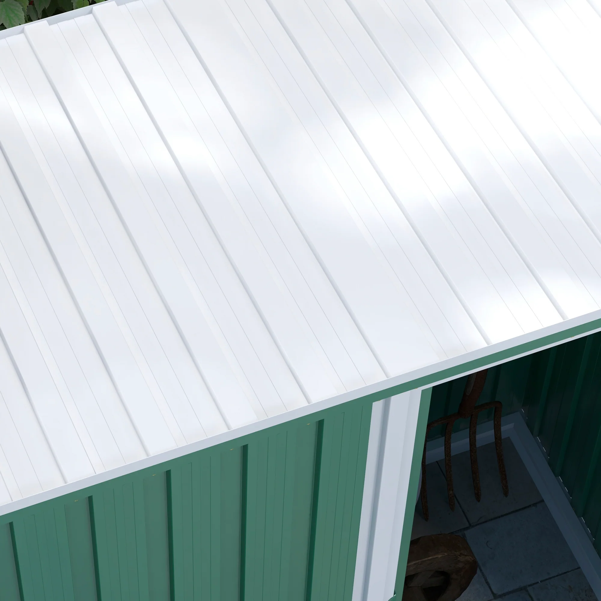 Outsunny 5 x 3ft Garden Storage Shed Sliding Door Sloped Roof Tool Green - Image 7