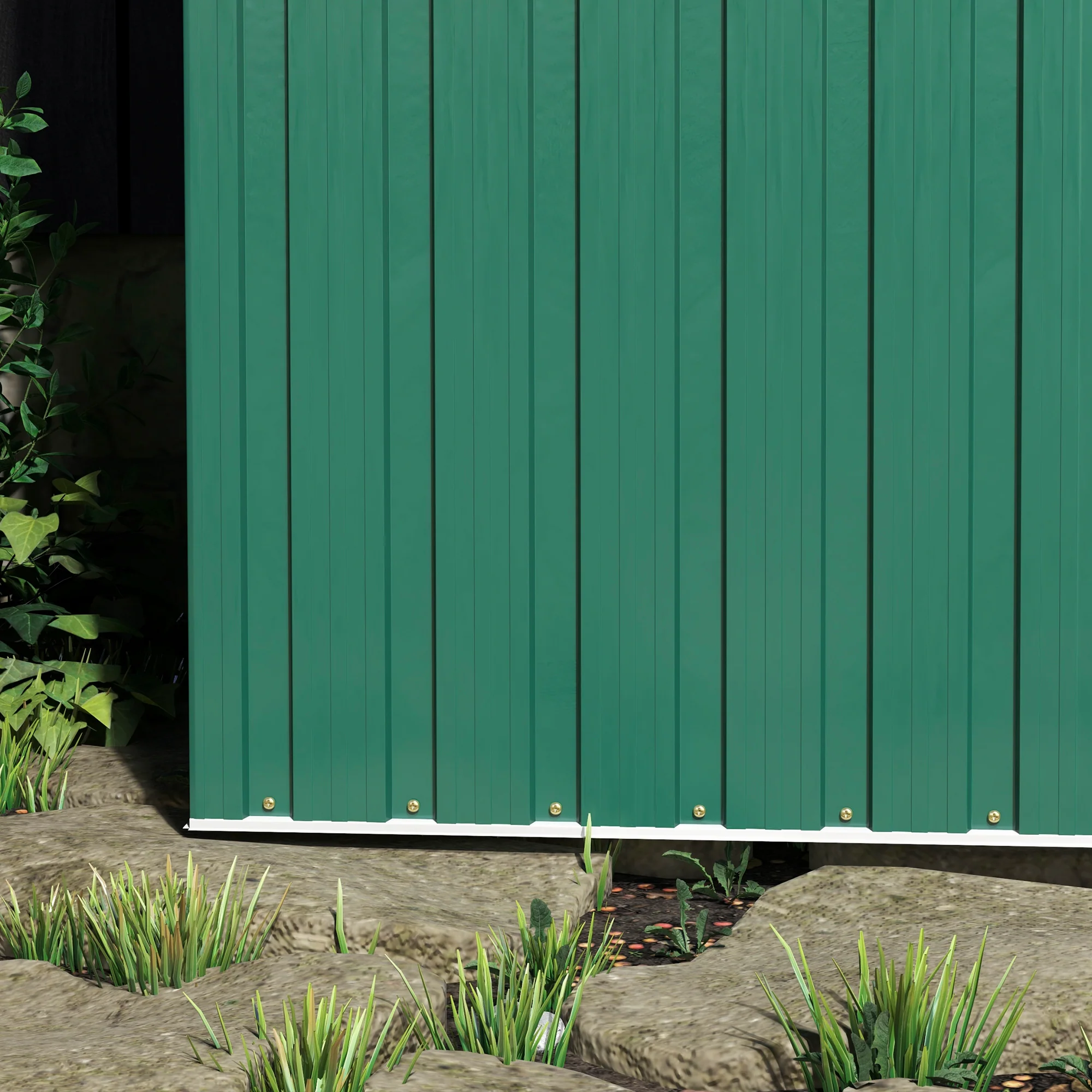 Outsunny 5 x 3ft Garden Storage Shed Sliding Door Sloped Roof Tool Green - Image 9
