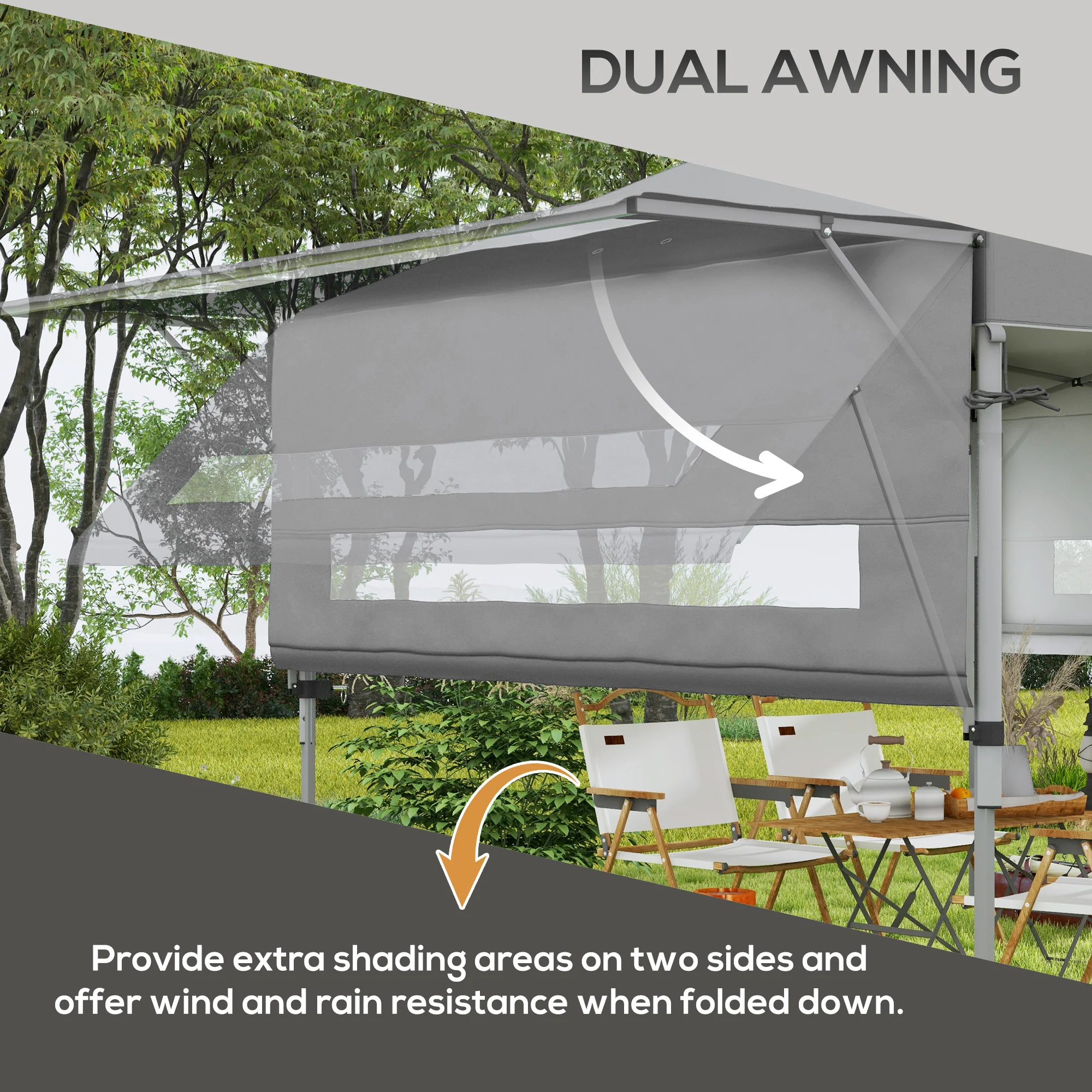 Outsunny 5 X 3(m) Pop Up Gazebo, Instant Shelter With Extend Dual Awning, Grey - Image 3