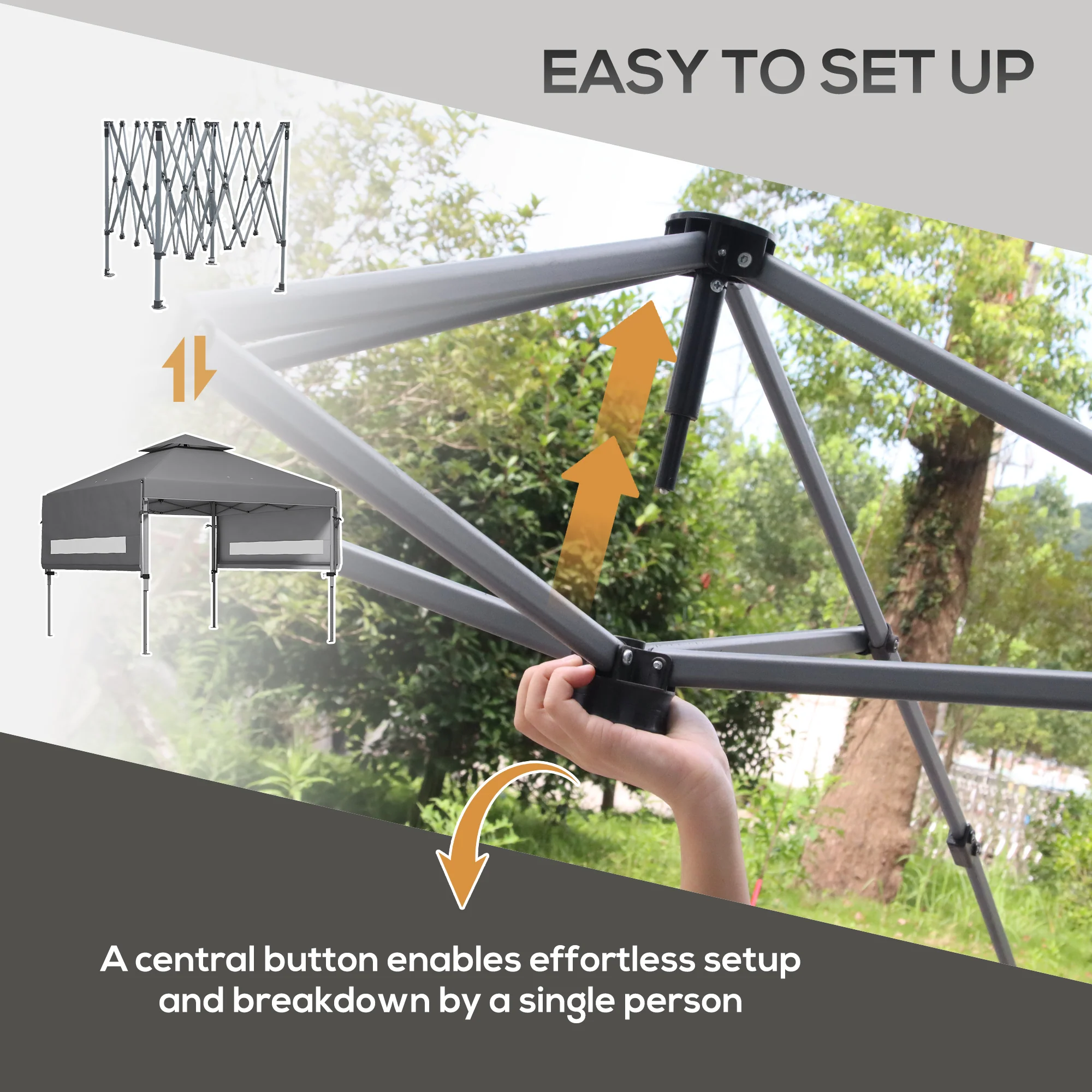 Outsunny 5 X 3(m) Pop Up Gazebo, Instant Shelter With Extend Dual Awning, Grey - Image 7