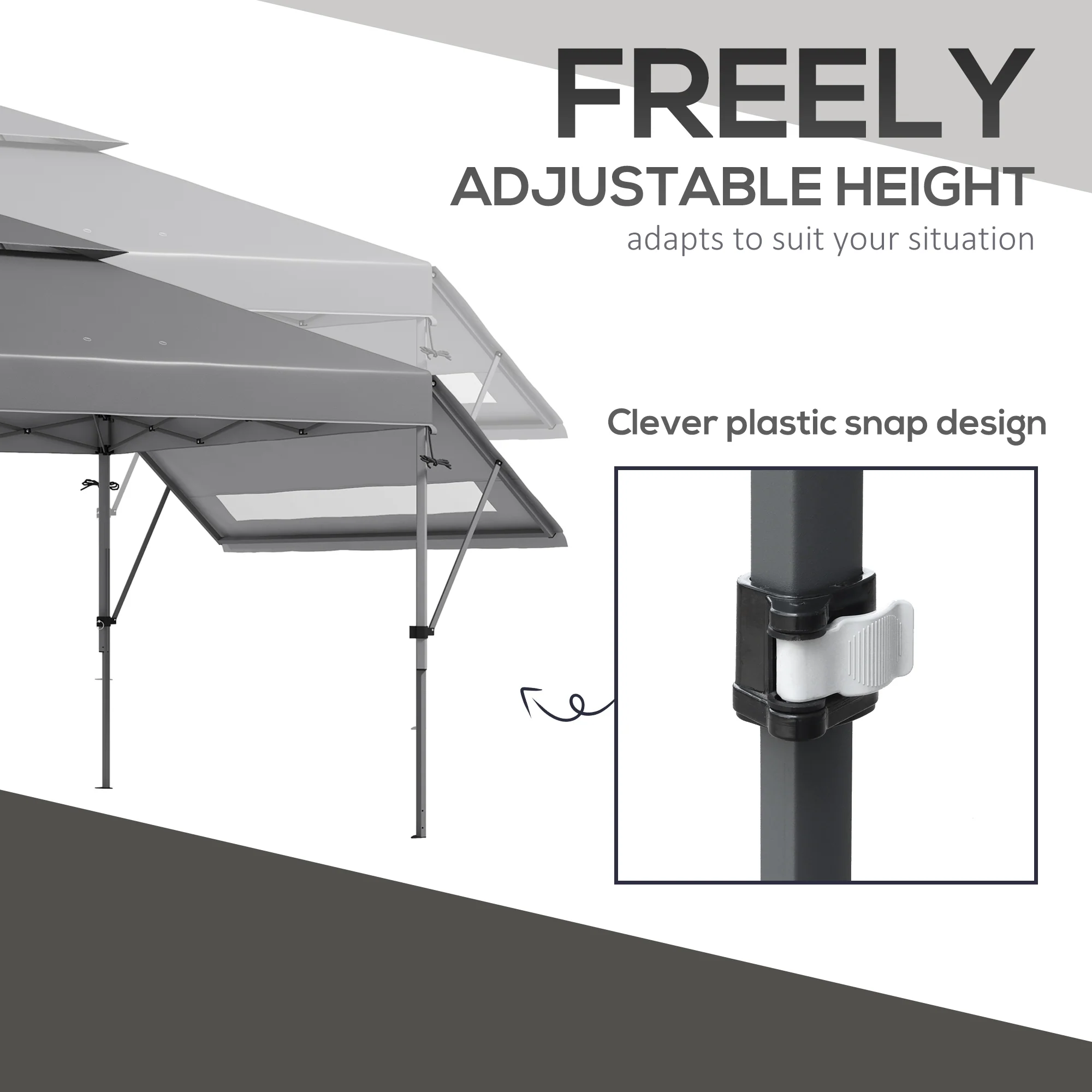 Outsunny 5 X 3(m) Pop Up Gazebo, Instant Shelter With Extend Dual Awning, Grey - Image 8