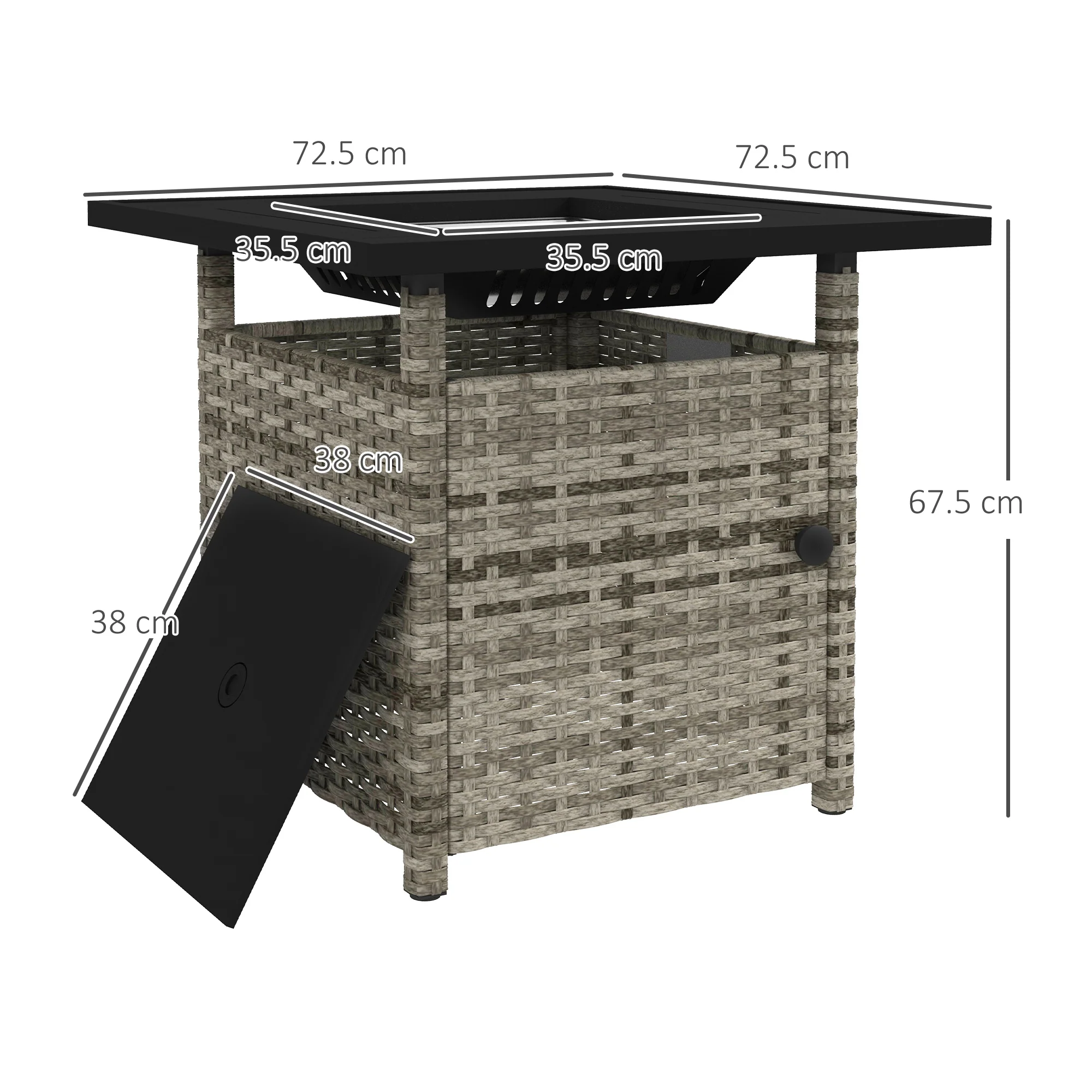 Outsunny 50,000 BTU Rattan Fire Pits For Garden, Propane Fire Pit Table - Grey/Brown - Image 14