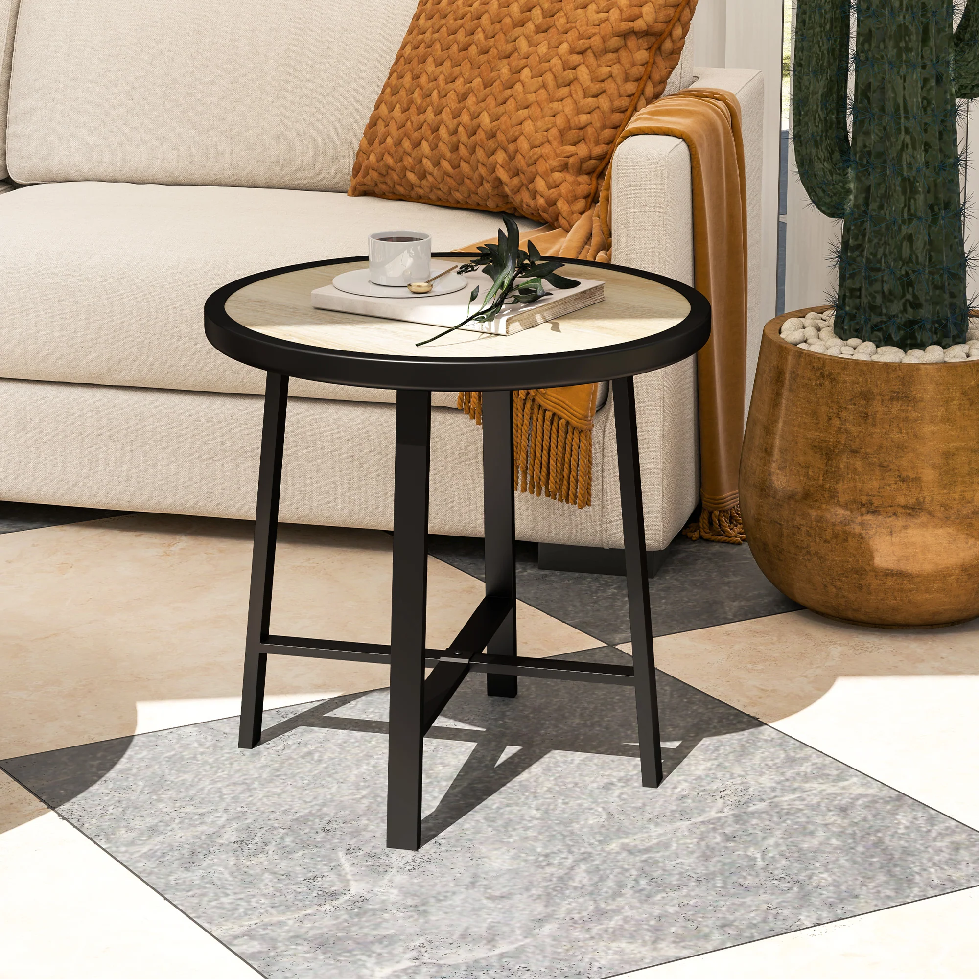 Outsunny 50.5cm Round Garden Table with SPC Tabletop - Image 11