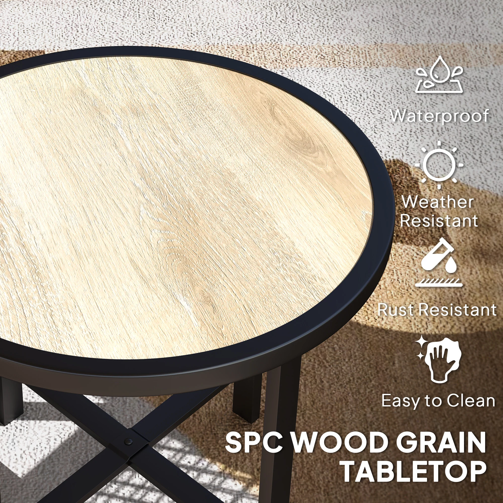 Outsunny 50.5cm Round Garden Table with SPC Tabletop - Image 12