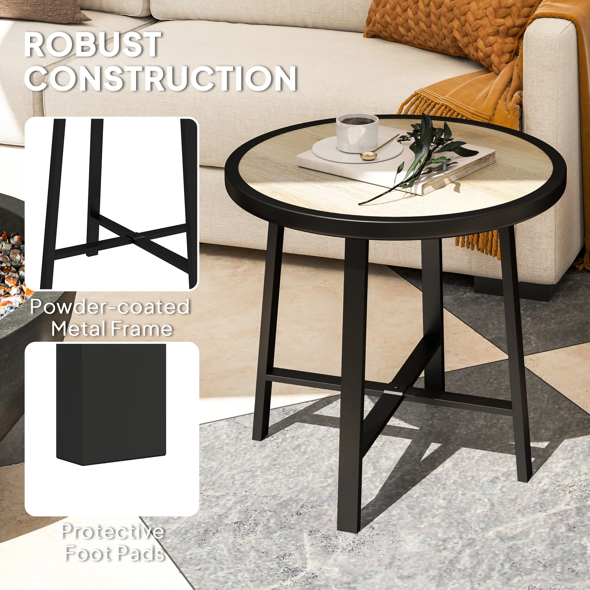 Outsunny 50.5cm Round Garden Table with SPC Tabletop - Image 13