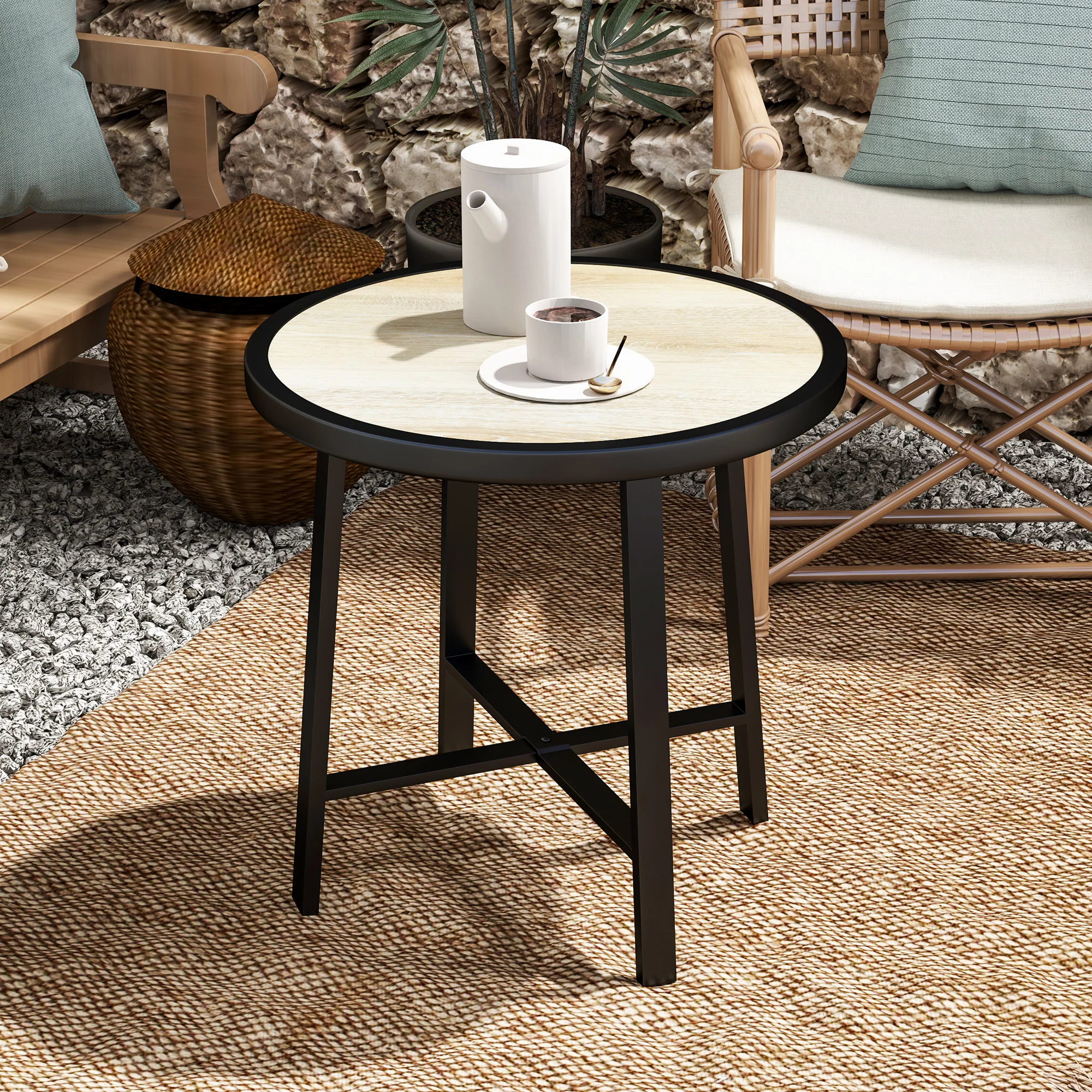 Outsunny 50.5cm Round Garden Table with SPC Tabletop - Image 16