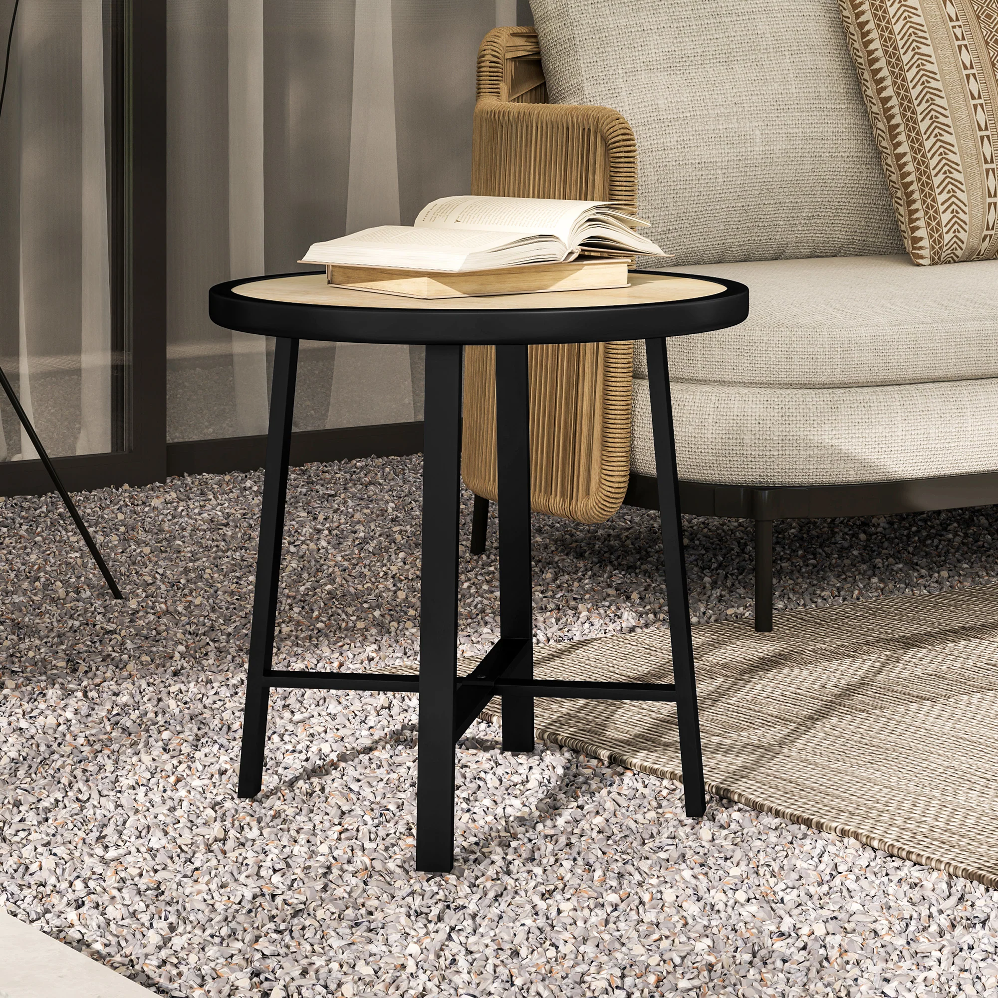 Outsunny 50.5cm Round Garden Table with SPC Tabletop - Image 17